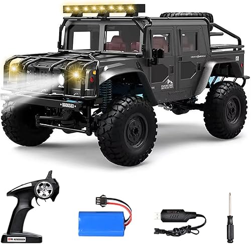 GoolRC 1/12 RC Crawler, 2.4GHz RC Truck 4WD todo terreno vehículos de carreras todoterreno con luz LED, impermeable, RC Rock Crawler Car Hobby Grade
