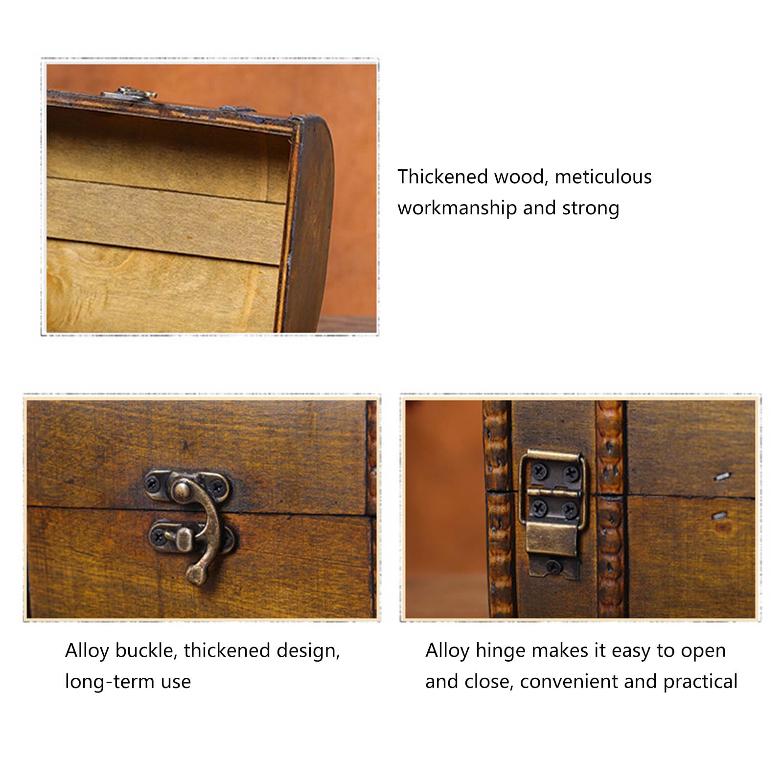 Étui à bijoux en bois Boîte de rangement de colliers élégants Étui à bijoux en bois de collier portable Texture pour les styles chinois Boîte verrouillable