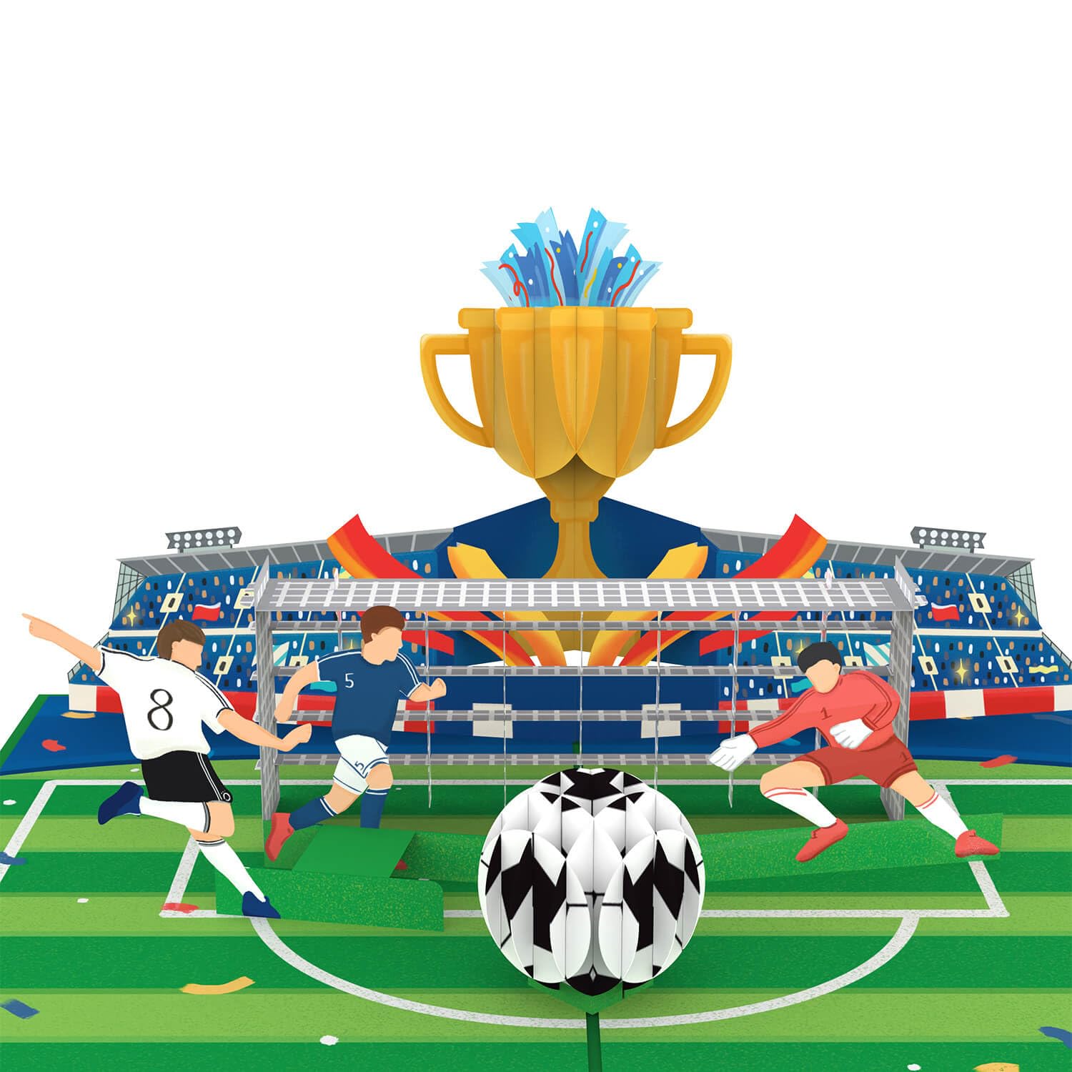 papercrush® Pop Up Card Football Champions - 3D Birthday Card for Footballers (Son, Kids, Teenager, Men), Invitation Card for Children's Birthday, Fathers Day Card & Gift Voucher for Soccer Tickets