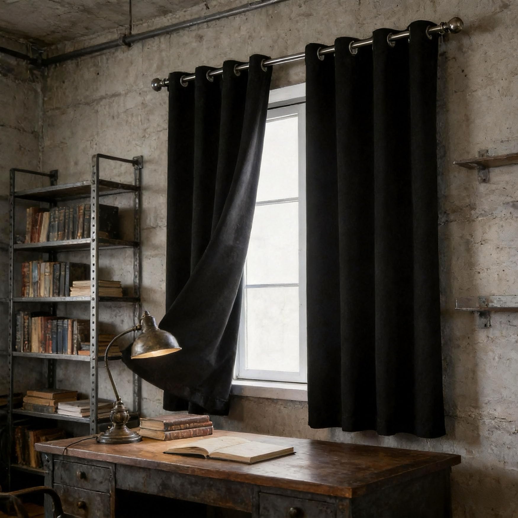 Rideau thermique isolant noir 70x130 cm opaque à oeillets