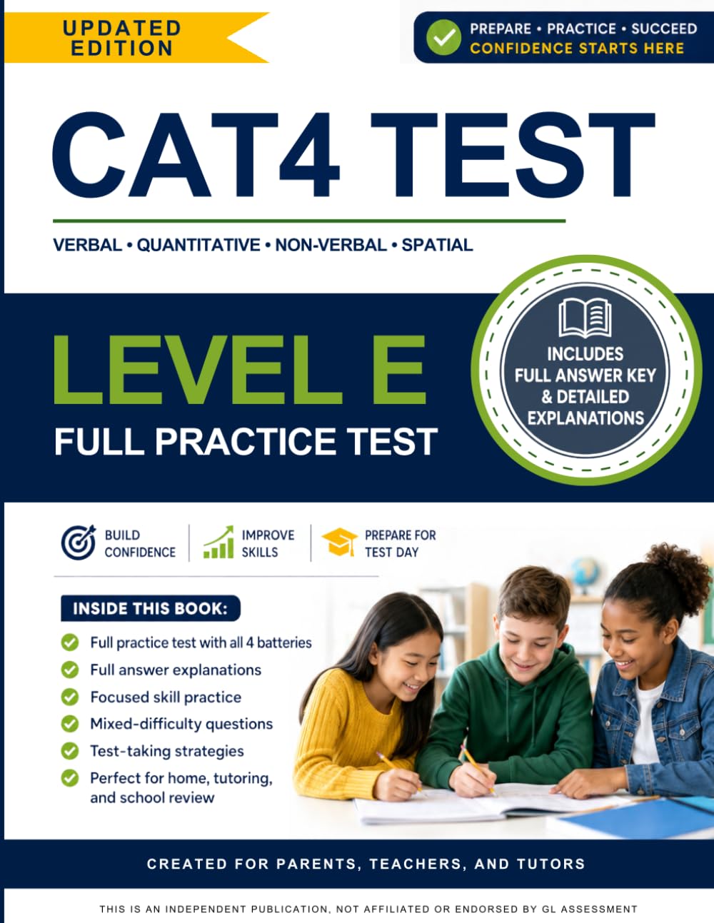 CAT4 Level E Practice Test (Ages 11–14): Full-Length Preparation Test Covering All Four Batteries - Verbal, Non-Verbal, Quantitative, and Spatial Reasoning (CAT4 Practice Tests)