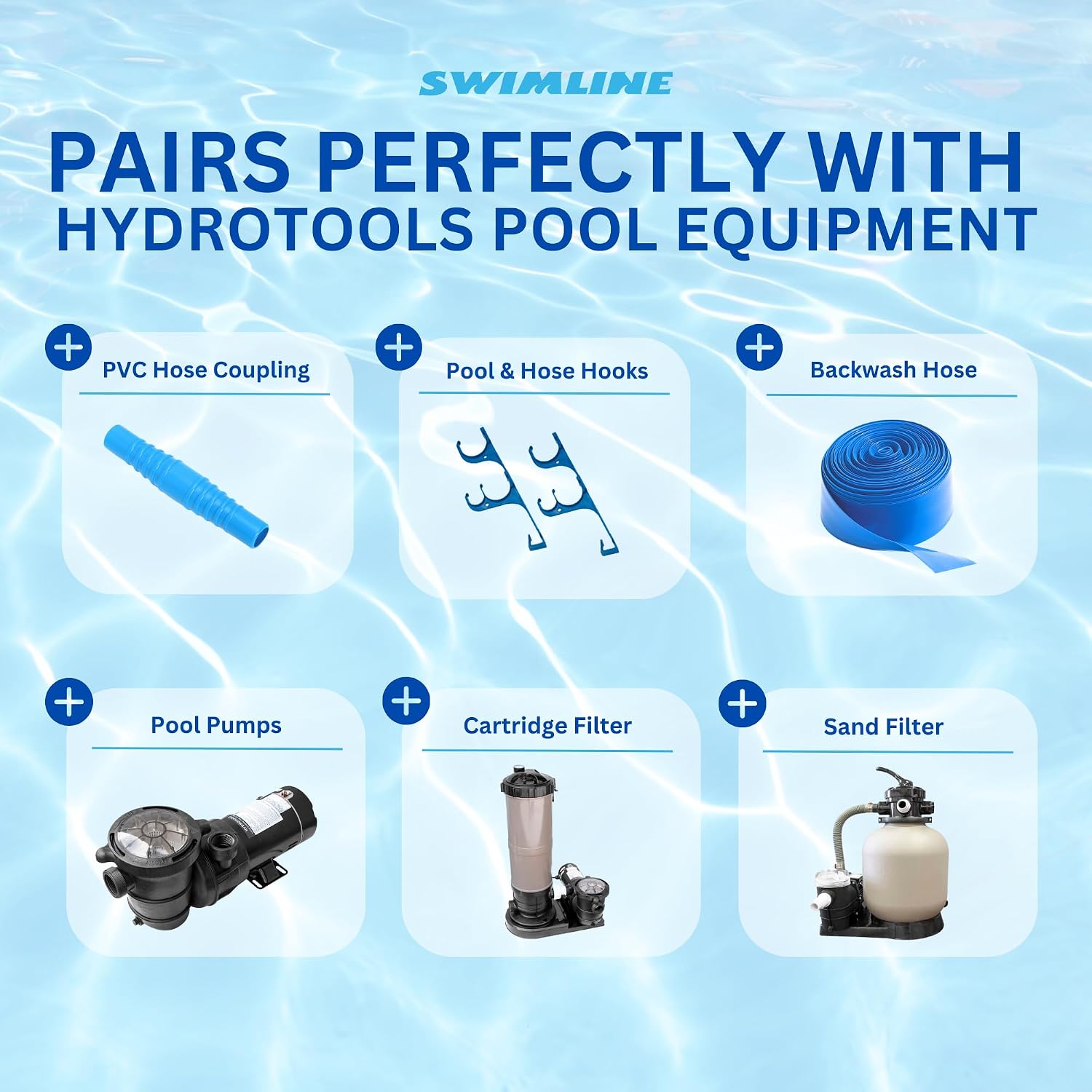 SWIMLINE HYDROTOOLS Swimming Pool Spiral Wound Vacuum Hose With Kink-Free Swivel Cuff 1.5'' X 40' For Inground Pools - Compatible With Vacuum Heads, Skimmers, Filter Pump Inlets And Other Accessories