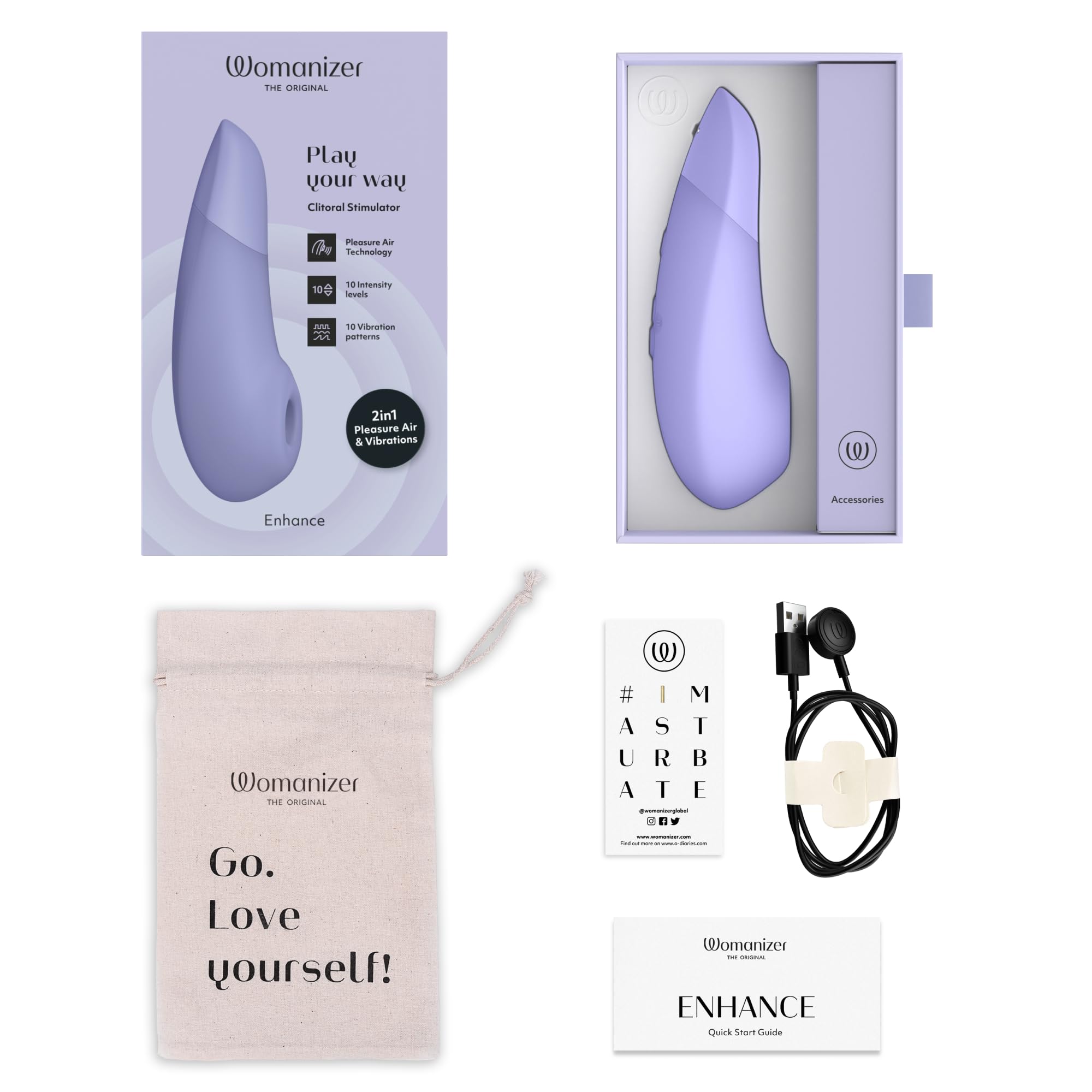 Womanizer Enhance 2-in-1 Vibratore e Succhia clitoride per donna | Sex toy doppia stimolazione clitoridea Pleasure Air e vibrazione | Giocattolo sessuale | Impermeabile Ricaricabile | Lillà