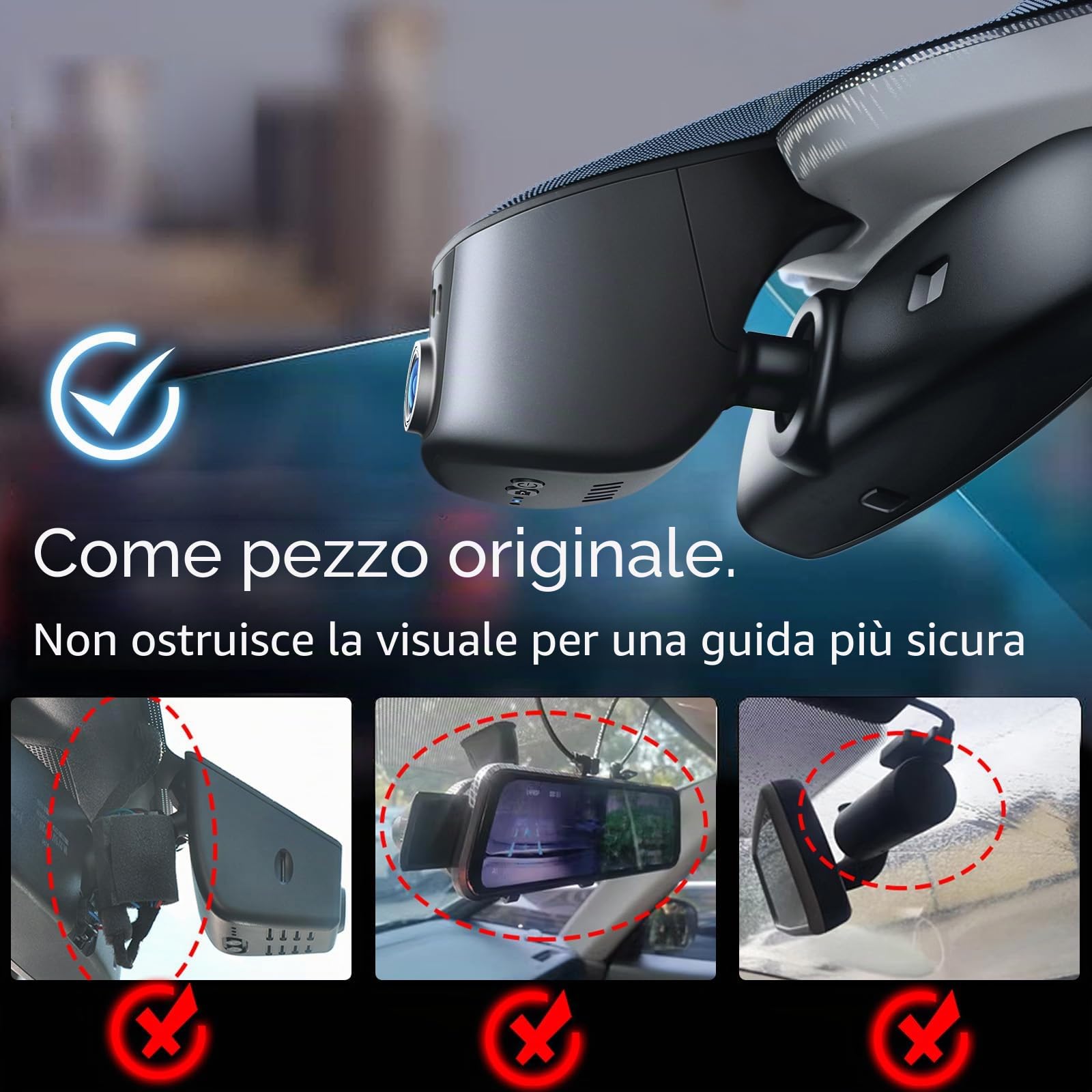MANGOAL 4K UHD 2160P Dash Cam Auto, Aspetto OEM, Adatta per Audi (Modello A) 2019-2026 A4 A6 Allroad A3 A5 A7 A8 Q3 Q5 Q7 S3 S4 S5 S6 S7 S8 TT RS3 RS5 RS6 e-tron, Sensore G, WiFi & App,Scheda da 64 GB