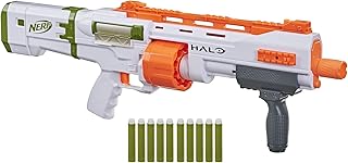 NERF Halo Bulldog SG Dart Blaster -- Pump-Action, Rotating 10-Dart Drum, Tactical Rails, 10 Official Elite Darts, Skin Unlock Code