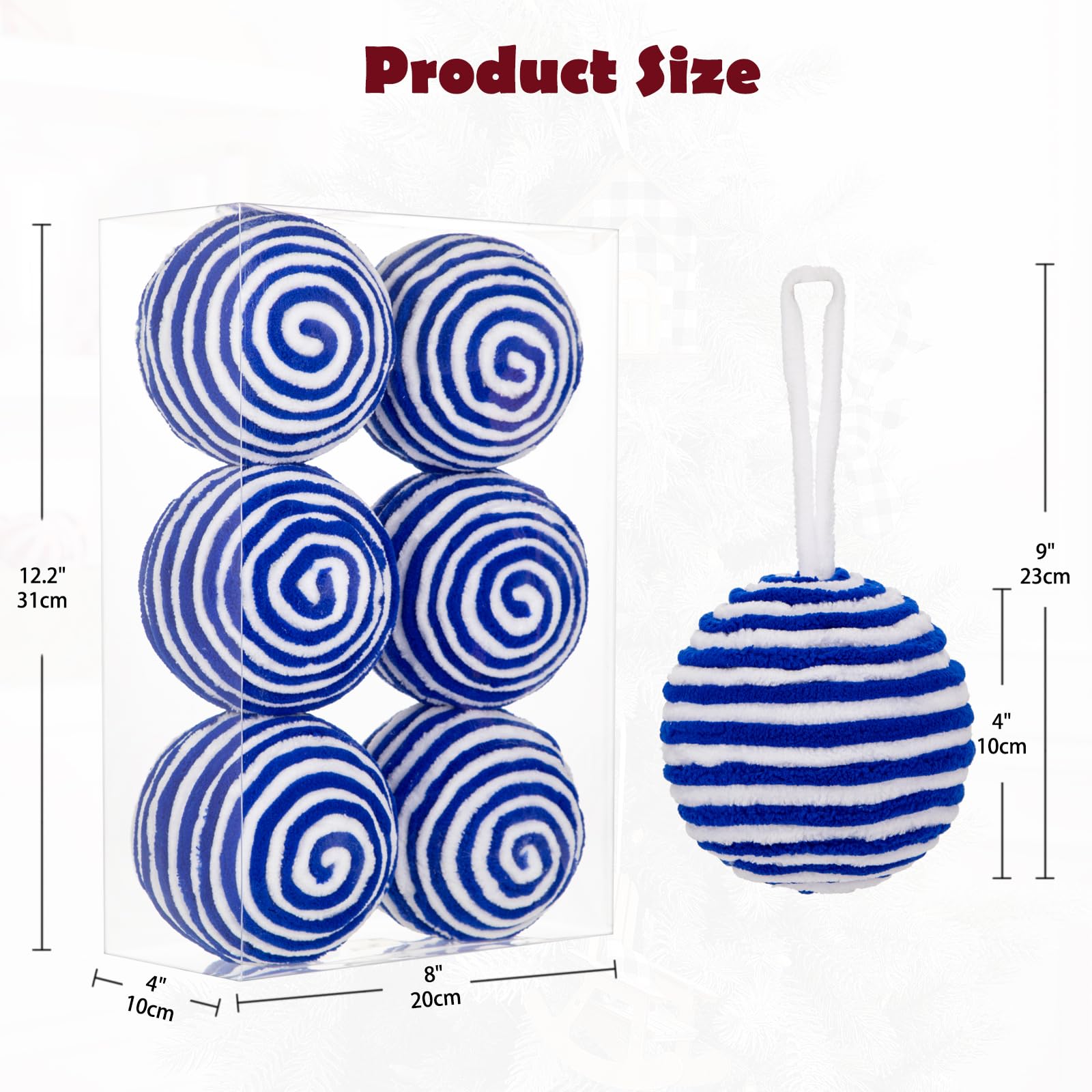 Oairse 10cm Blue and White Christmas Baubles Ornament - Image 3
