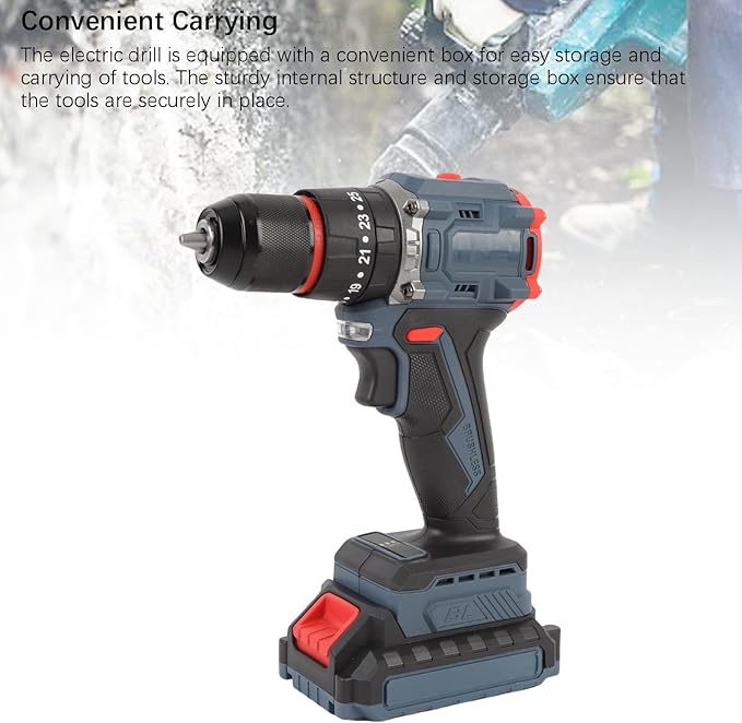 Taladro Atornillador Inalámbrico ZIZEV, 1500 RPM, 45Nm, con Luz LED miniatura 8