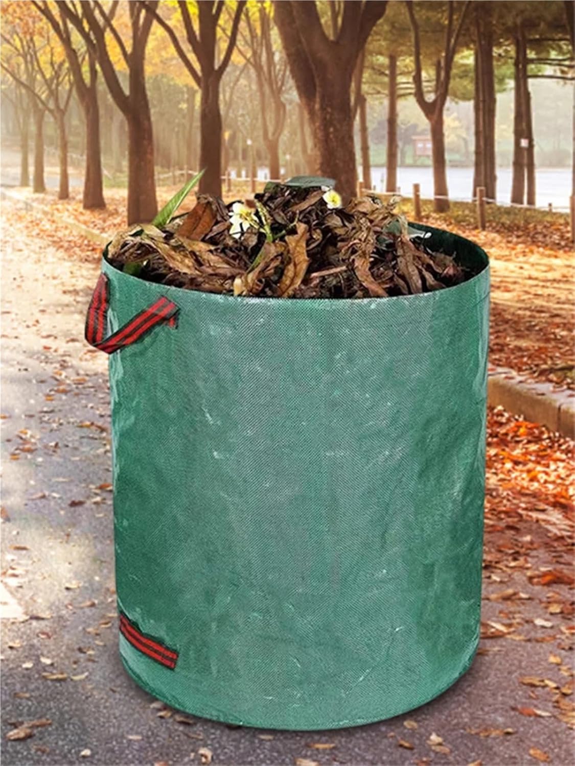 Foldable Garden Waste Bag Large Capacity Trash Storage Container Waterproof Woven Bag Reusable Yard Waste Bags(100L)