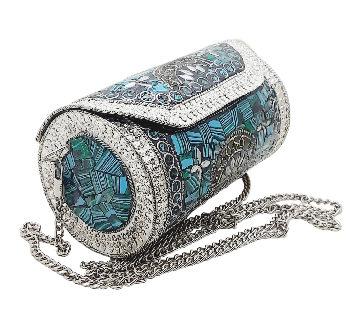 Trend Overseas Small Size Handmade Metal Bag Coin Purse Ethnic Bridal kids Bag party clutch (Green Shade) (B0D5DNPRPP) Amazon Price History, Amazon Price Tracker