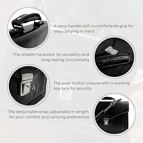 Miniatura 6 de Time Resistance Maletín de cuero para hombre - Bolsa para laptop de negocios - Bolsa de cuero italiana hecha a mano - Adjunta - Caja de regalo