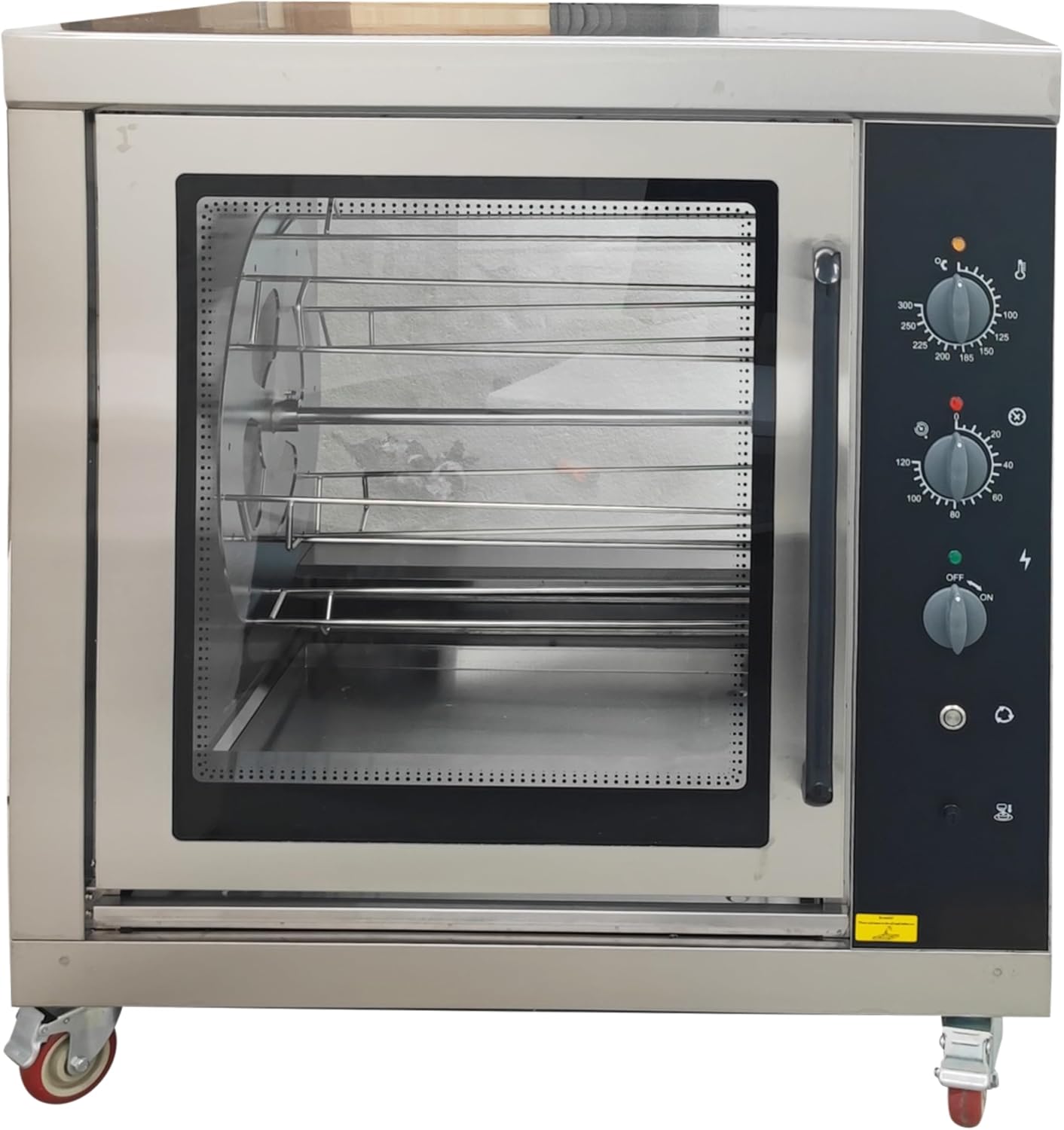 INTSUPERMAI HEJ-201 Commercial Desktop Electric Rotary Chicken Roaster Oven 12KW Stainless Steel Chicken Roaster Machine for 36-42 Chickens, Temperature Control 360° Auto Rotation 220V