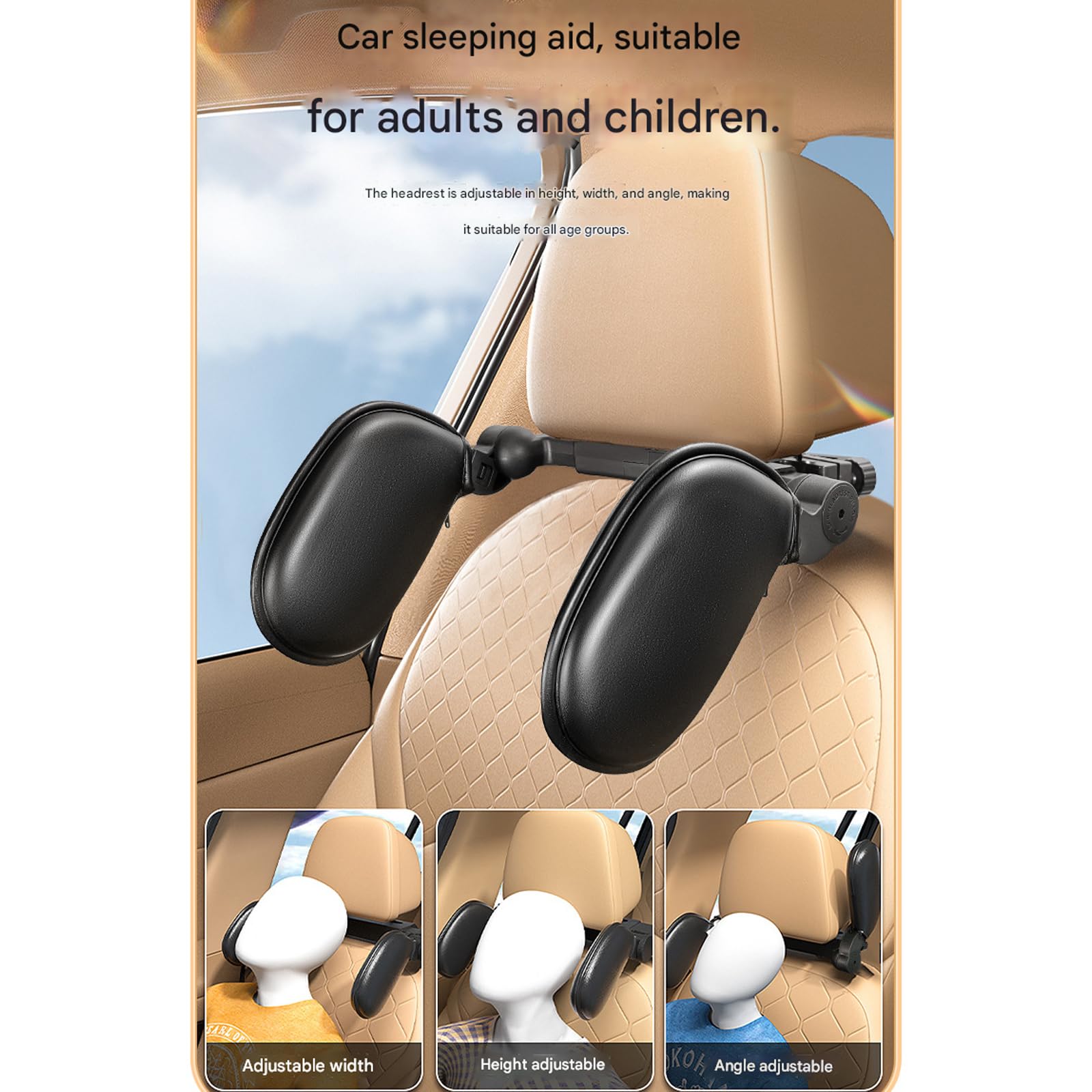 Oreiller tour de cou rotatif à 360° adapté pour le confort des enfants pendant les longs trajets en mousse à mémoire de forme haute élasticité oreiller appuie-tête de voiture