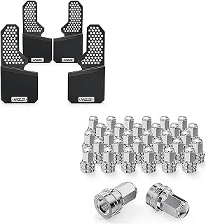 MZS Mud Flaps Splash Guards + M14x1.5 M14x1.5 Lug Nuts Compatible with 2017-2024 F250 F350 Super-Duty