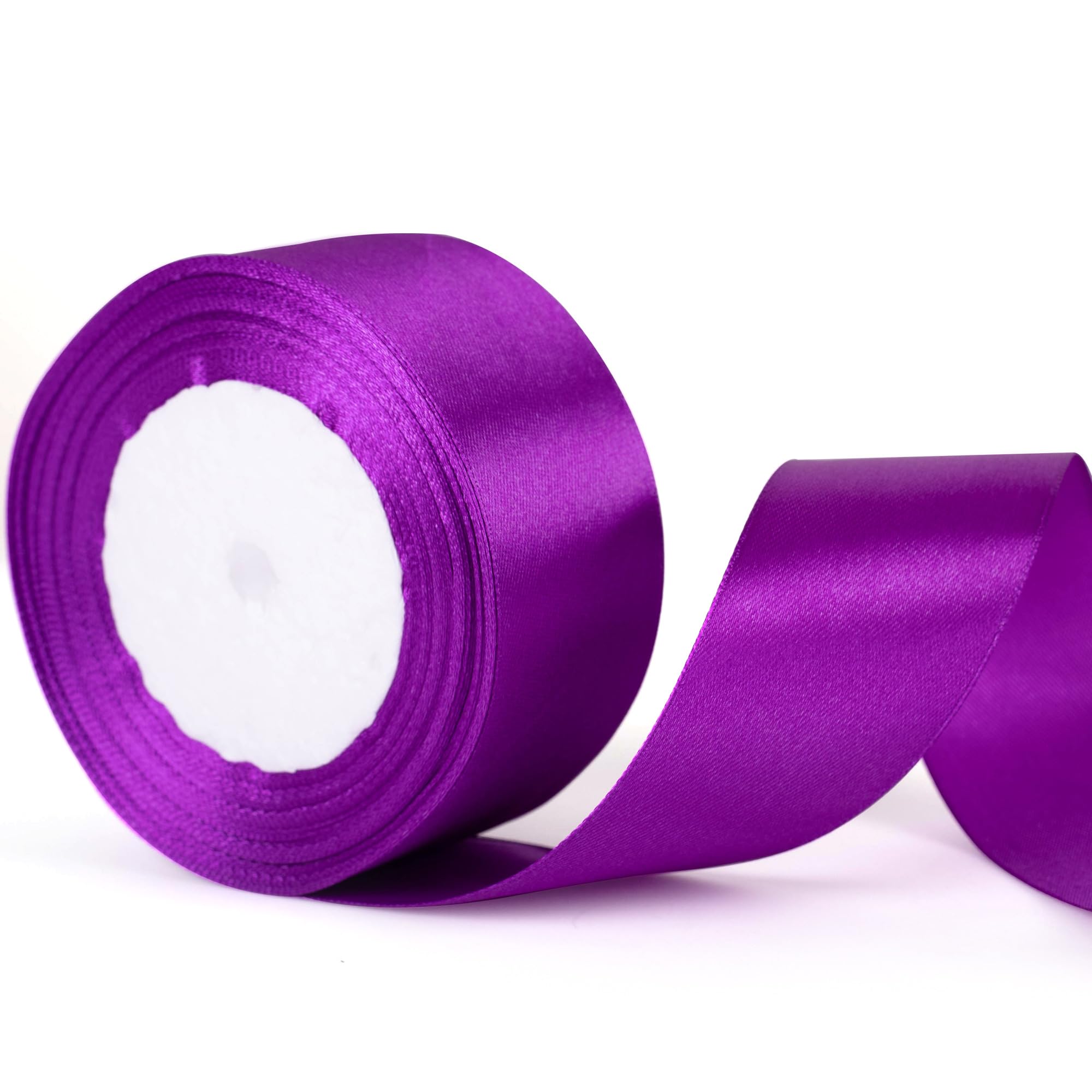 Nastro Raso Viola Scuro 50mm X 22m - Perfetto Per Pacchi Regalo, Decorazioni Halloween E Bomboniere