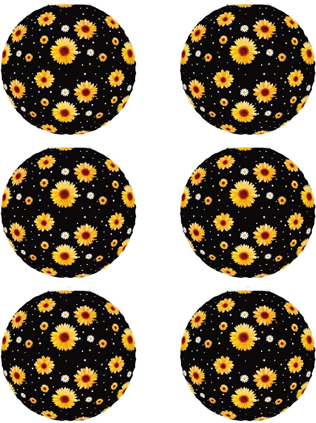 6Pcs Stylish Sunflowers Paper Lights 9.8Inch Hanging Round Lights for Indoor and Outdoors Party Decorations Outdoor Party Supplies
