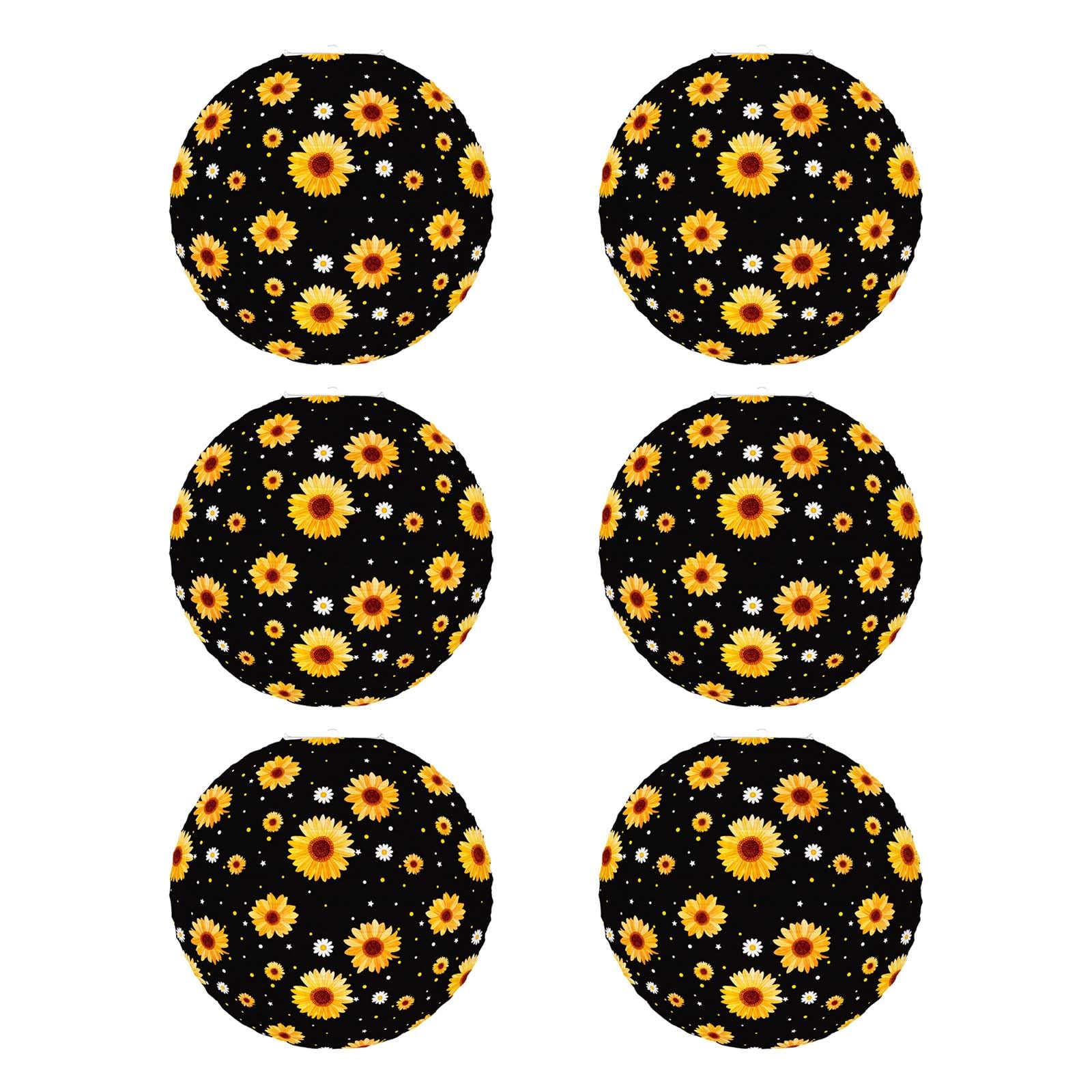 HZBB 6Pieces Delicate Sunflowers Design Paper Lights 9.8Inch Hanging Party Decorations for Weddings and Event Outdoor Party Supplies
