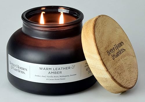 Miniatura 5 de BetterHomes&Gardens Better Homes and Gardens 81973 - Vela perfumada de 18 onzas, ámbar de cuero cálido, 2 unidades, 18 onzas (17.67 oz) x 2