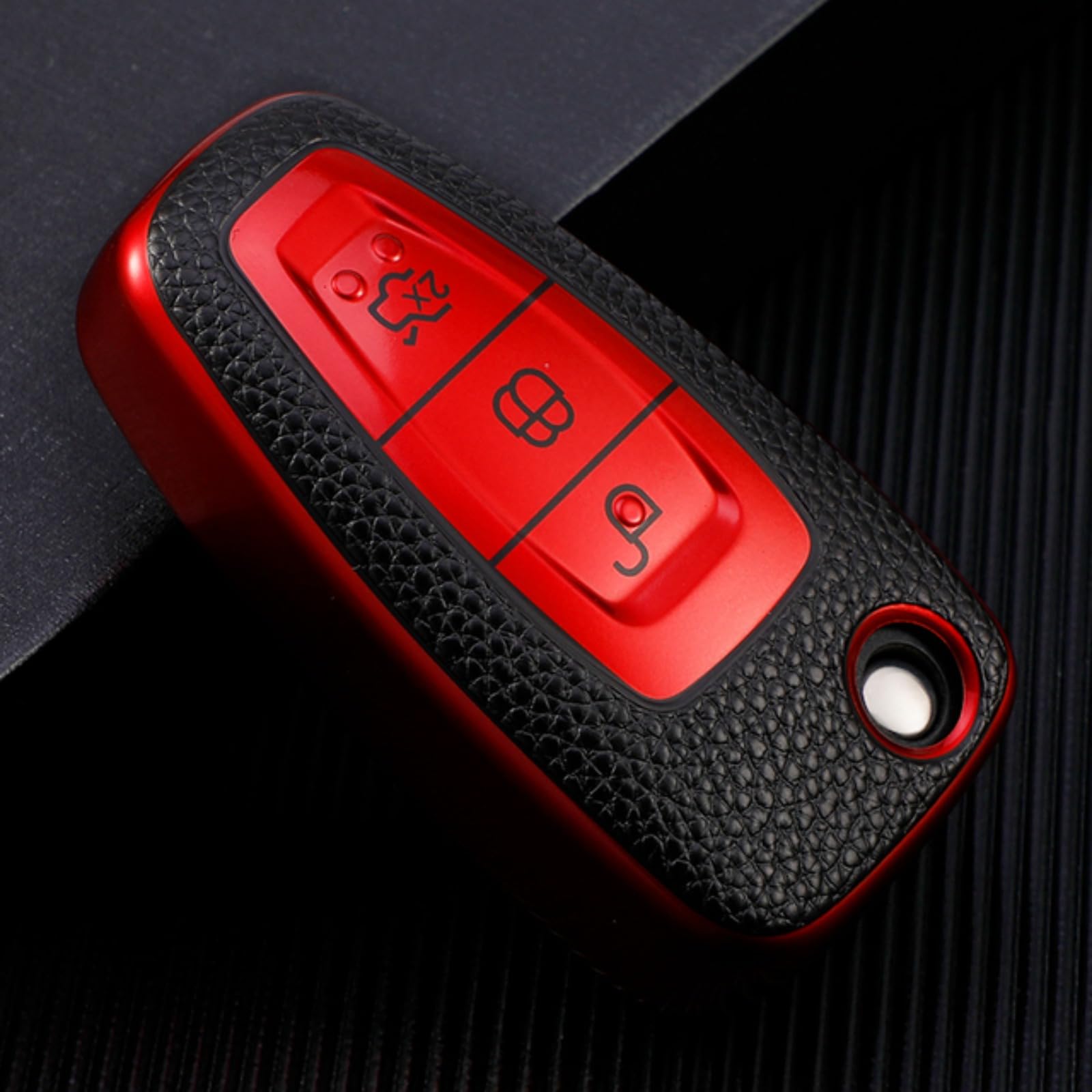 Capa de chave Ford Ranger C-MAX S-MAX em couro e TPU com chaveiro automotivo 8