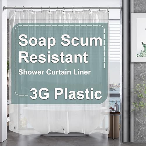 AmazerBath Clear Shower Curtain Liner, Plastic Shower Curtain Liner, Lightweight Shower Liner PEVA, Waterproof Bathroom Shower Curtains with 3 Magnets and 12 Rustproof Grommets, 72x72 Inches