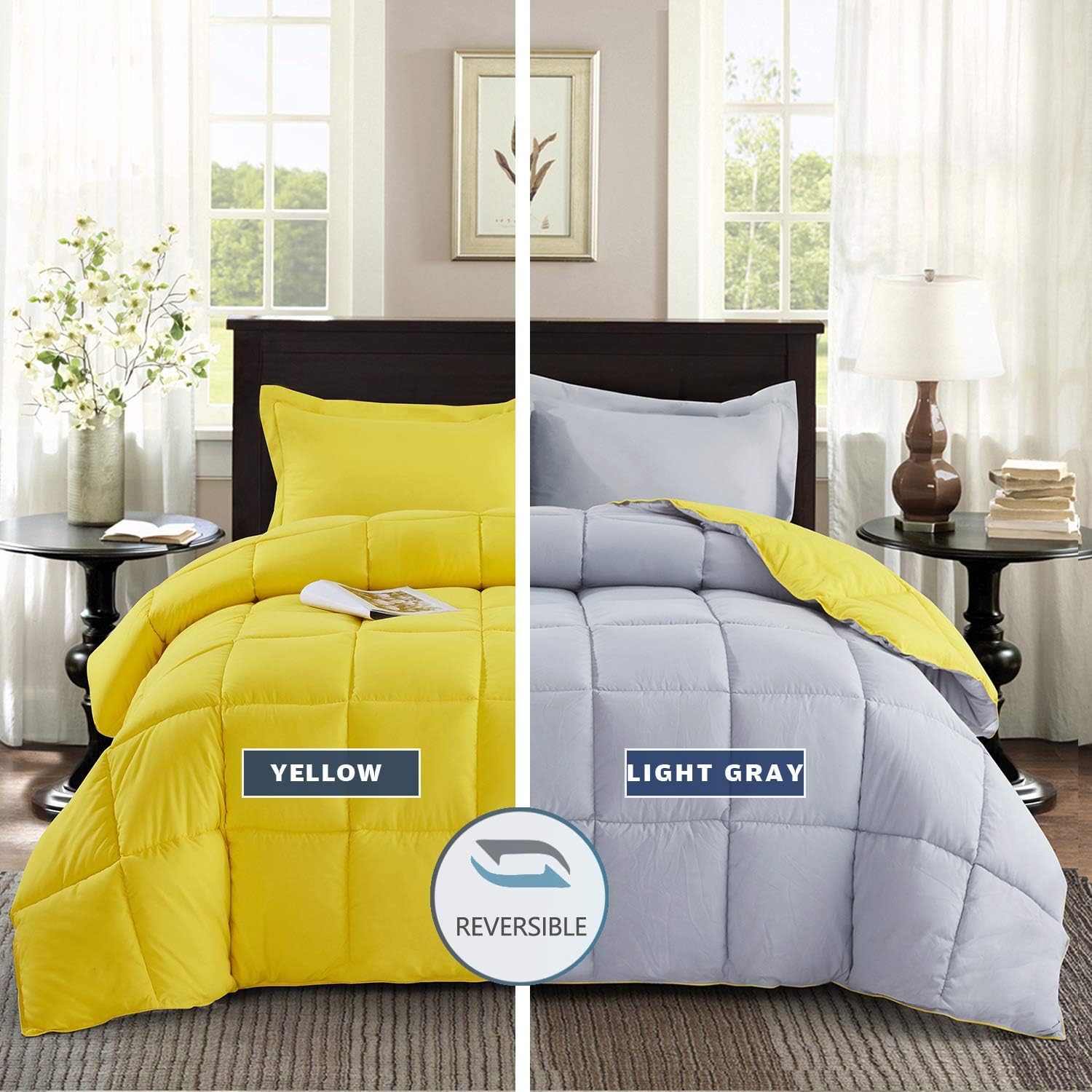 HIG 3Piece Yellow Reversible Down Alternative Comforter