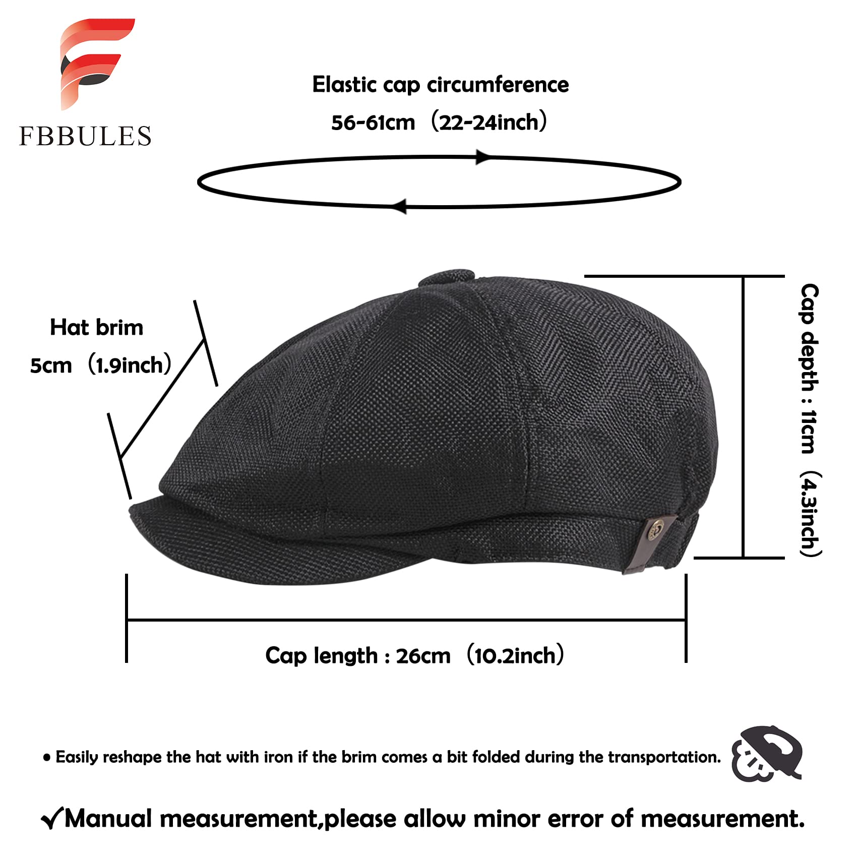 Casquettes Plates Chapeau Gatsby à 8 Panneaux Peaky Herringbone Casquette Gavroche Baker Boy Chapeaux Irlandais Fashion Ivy pour Hommes Femmes avec Bande Élastique