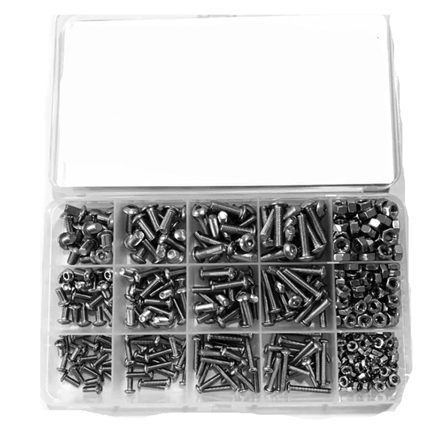 440Pcs 304 Stainless Steel Hex Socket Screws Round Head Screw Hexagon Nuts Set M3/4/5 Assortment Kit for Mental Working