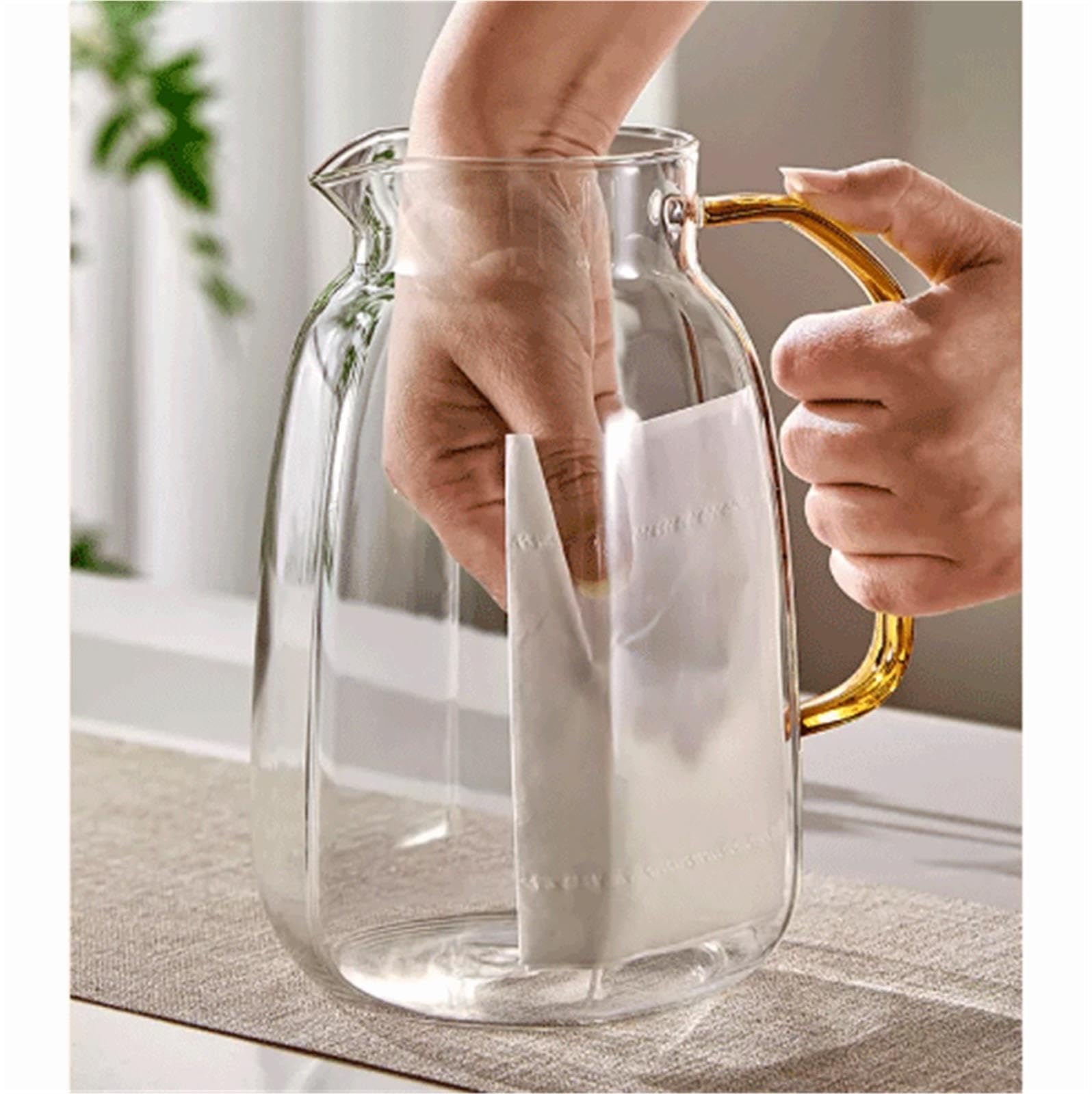 Pichet d'eau en verre hexagonal for usage domestique Carafe d'eau(Moyen)