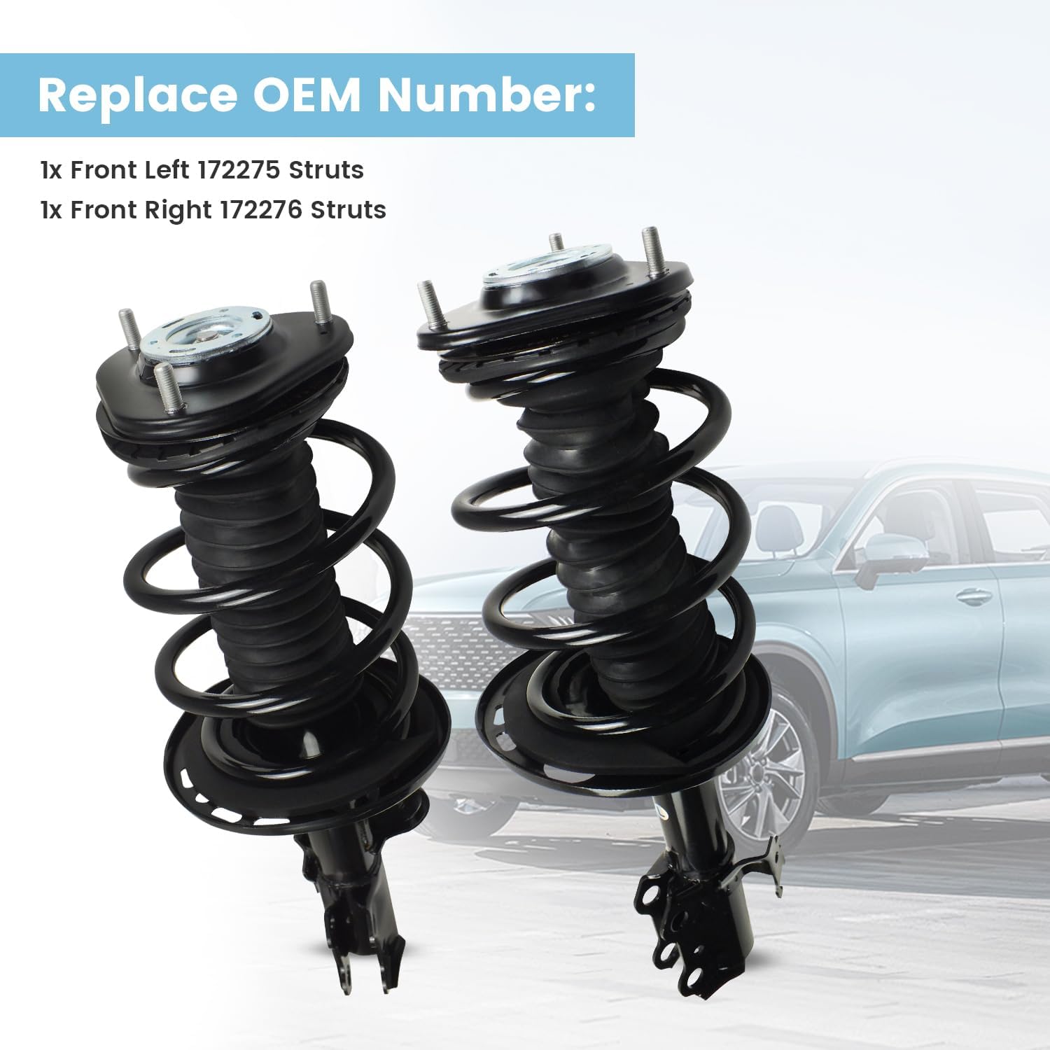 2PCS Front Struts Shocks Assembly w/Coil Spring Fit for 2006-2008 Toyota RAV4 2.4L L4, for 2009-2012 Toyota RAV4 2.5L L4 Front Shock Absorbers, Left & Right Replace 172275 172276