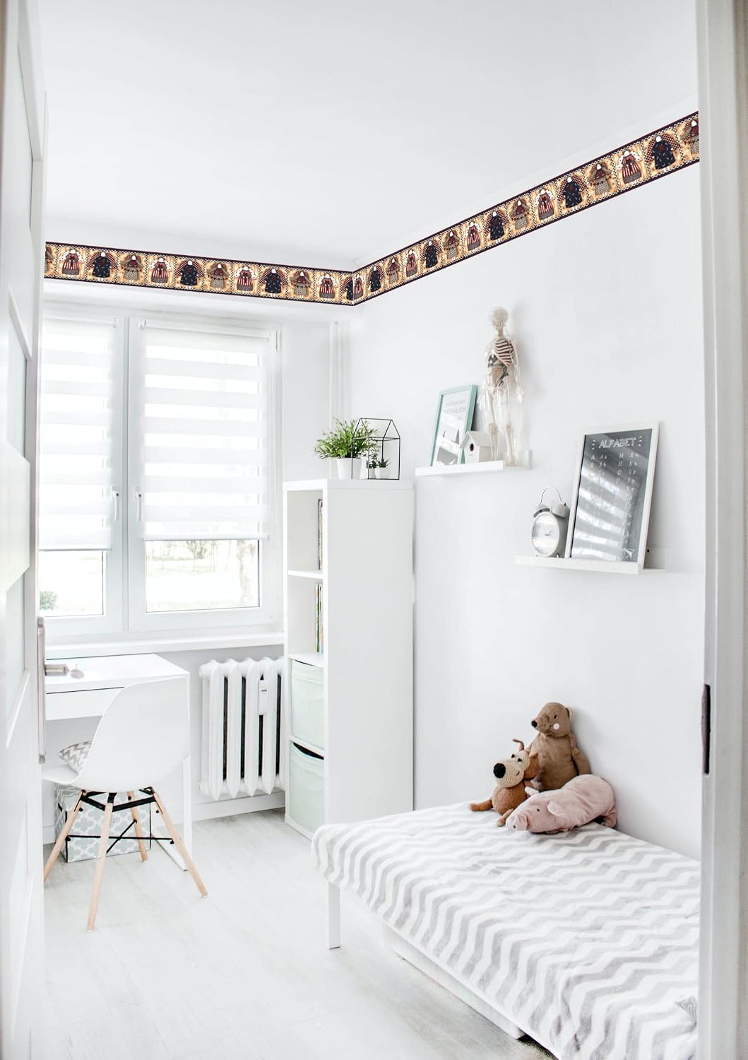 CONCORD WALLCOVERINGS ™ Wallpaper Border Kids Pattern Tilda Dolls Toys Angels Stars Hearts for Kid's Bedroom Playroom, Brown Red Blue Green Cream, 7 Inches by 15 Feet DM7004B image 3