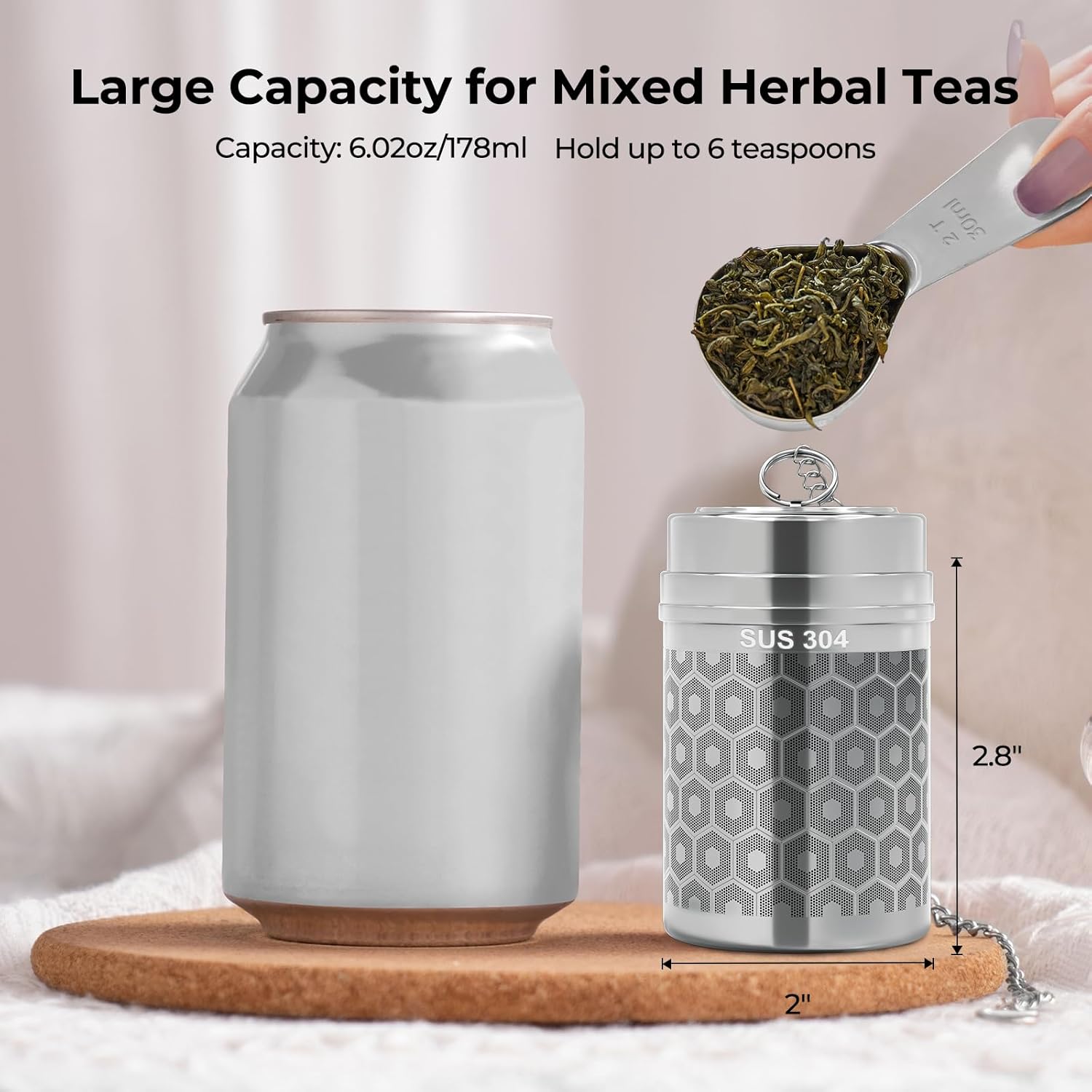 2 Pack Reinmoson Large Tea Infuser for Loose Tea & Spice Infuser for Cooking, Extra Fine Mesh Large Tea Strainers, 304 Stainless Steel Loose Leaf Tea Steeper for Black Tea, Rooibos, etc - Image 4