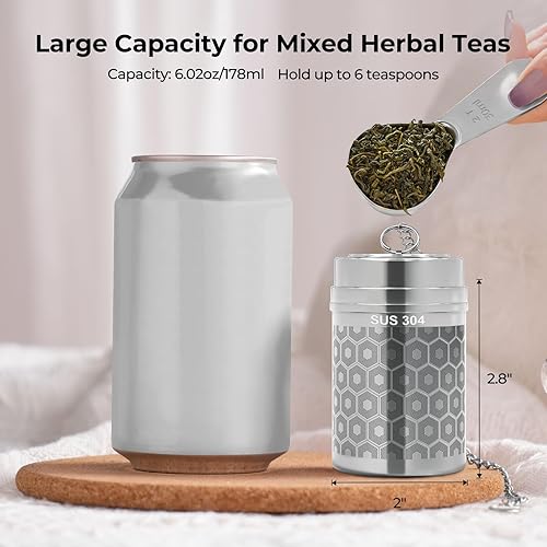 Miniatura 5 de Reinmoson Colador de Té Grande para Té Suelto y Especias para Cocina, Coladores de Malla Extra Fina, Colador de Té de Hojas Sueltas de Acero