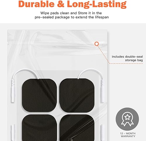 Miniatura 2 de Paquete de 24 almohadillas de repuesto TENS de 2 x 2 pulgadas que se reutilizan más de 45 veces, almohadillas autoadhesivas mejoradas compatibles