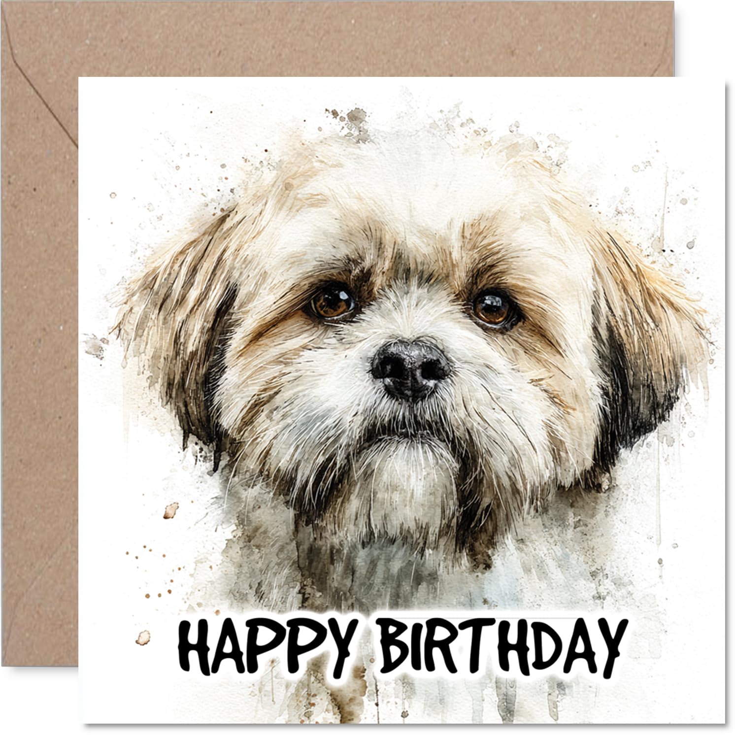 Shih Tzu Birthday Card for Men Women - Dog Breeds - Happy Birthday Card for Brother Sister Auntie Uncle, 145mm Bday Greeting Cards