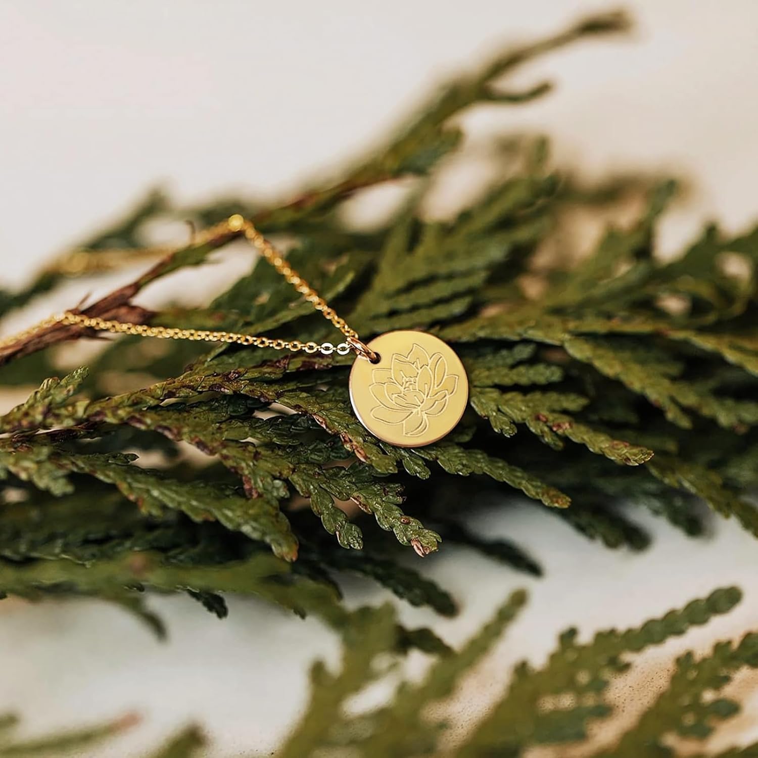 Halukakah Birth Blossom Necklace: 18k Real Gold Plated Floral Pendant with Birth Month Flower Disc - Handcrafted Dainty Necklace, Personalized Jewelry Present for Birthdays - Image 5
