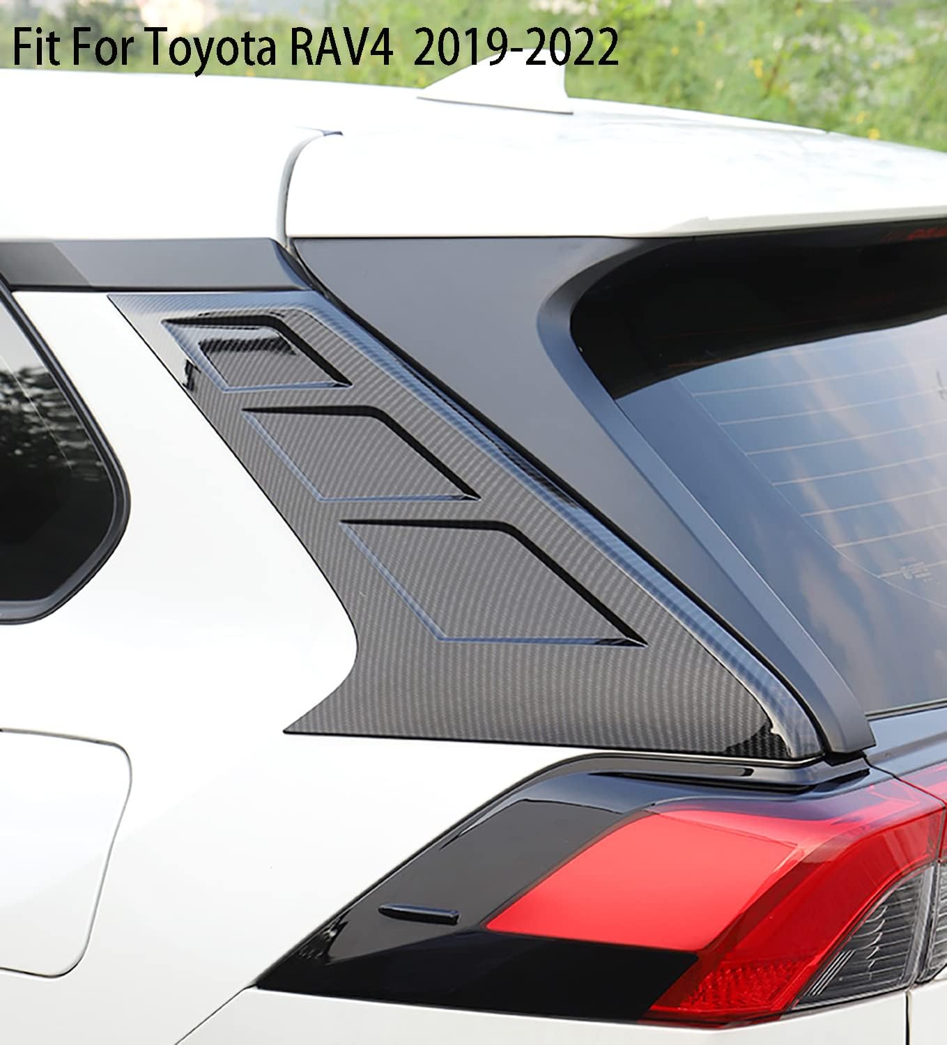 Car Accessories Fit for Toyota RAV4 2019-2022 2023 2024 2025 Rear Window C Pillar Side Wing Triangle Cover Trim (Carbon Fiber Style) ABS 2PCS