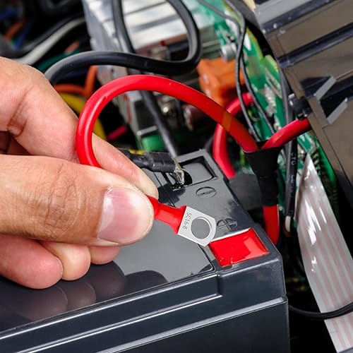 Miniatura 6 de XIOGZAXI Cable de batería de 4 AWG, 2 unidades, cables de batería de 11.8 pulgadas con terminales de anillo M6, cables marinos de cobre puro, cable