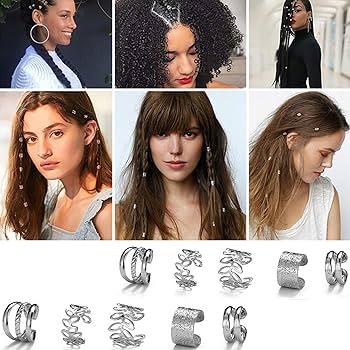 Amazon.com : 20 PCS Silver Hair Jewelry for Braids Crystal