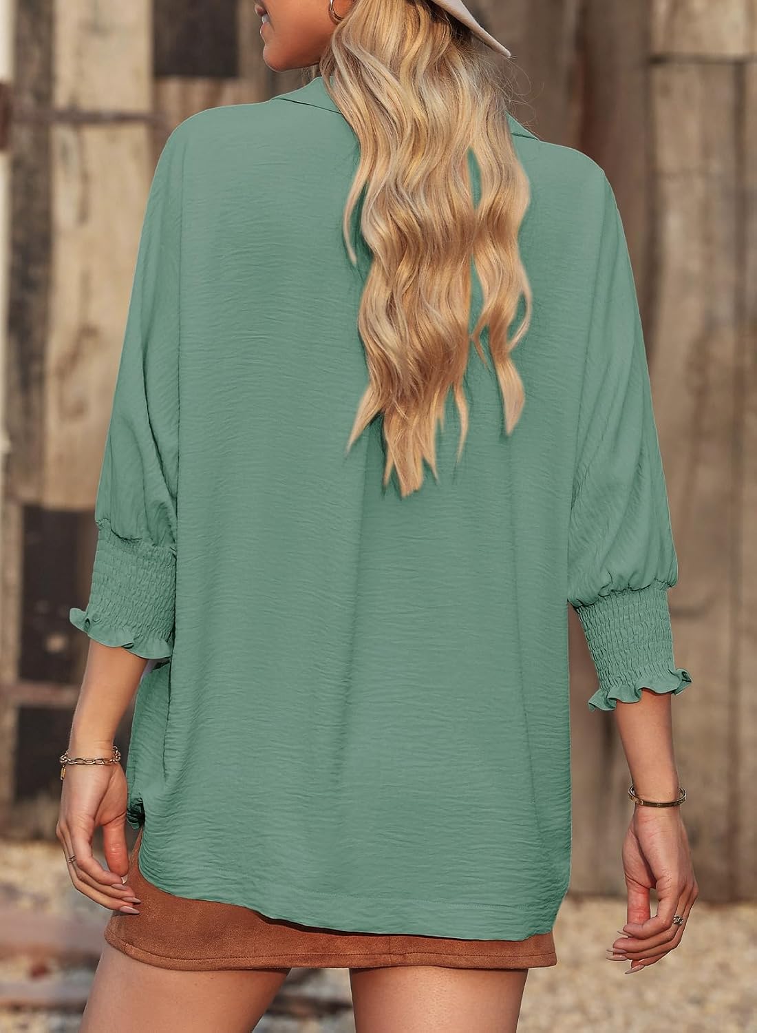 Dokotoo 3/4 Length Sleeve Womens Tops Dressy Blouses Collared Shirts image 3