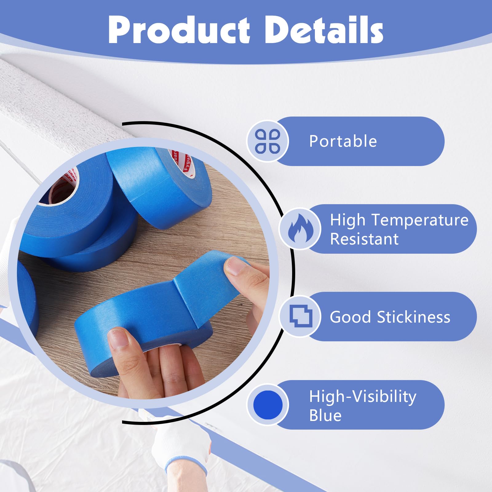 Fyguard 5 Rolls Painters Tape Blue - Image 3