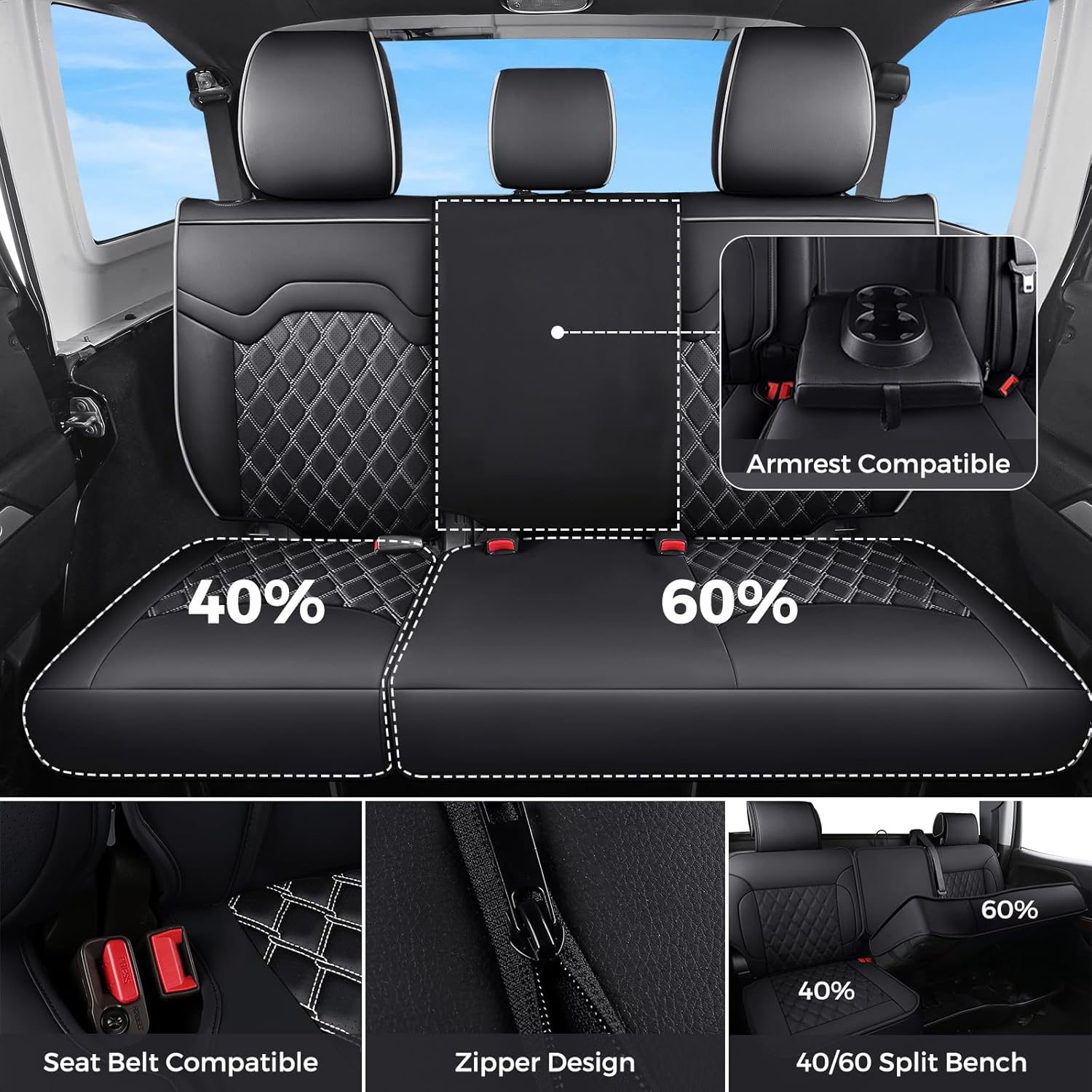 Huidasource Fit for Truck Seat Covers Chevy Silverado/GMC Sierra, Chevrolet Seat Covers, 1500 2007-2013&2019-2026, 2500HD 3500HD 2020-2026 Crew Double Extended Cab Nappa Leather Cover (Full Set/White)