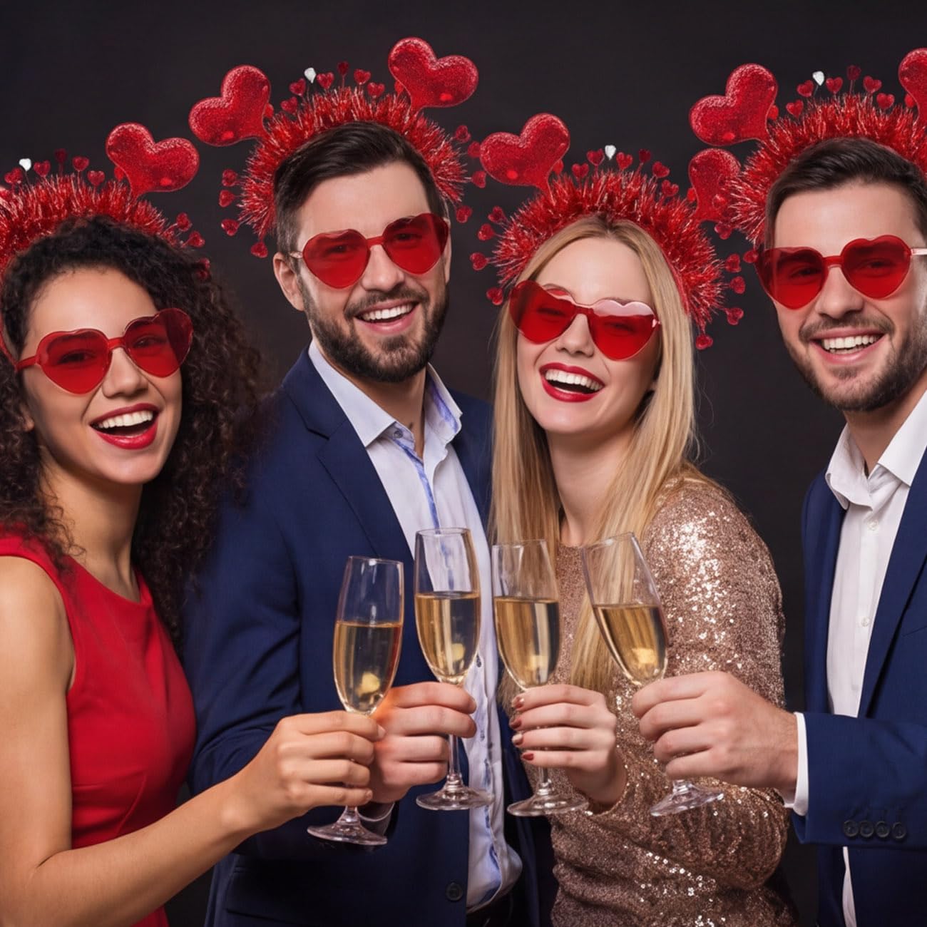 Tbay Serre-tête Cœur Saint-Valentin avec Lunettes Cœur Rouges – Accessoires Valentine pour Mariage, Anniversaire, Soirée Romantique