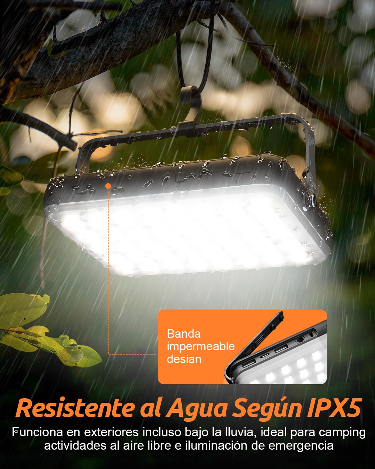 Eventek Lampara Camping 4000LM, 20000mAh Lampara Camping Recargable | 4 Modos IPX5 Impermeable Luz Camping Más de 144 Horas de Duración de La Batería para Camping, Emergencia