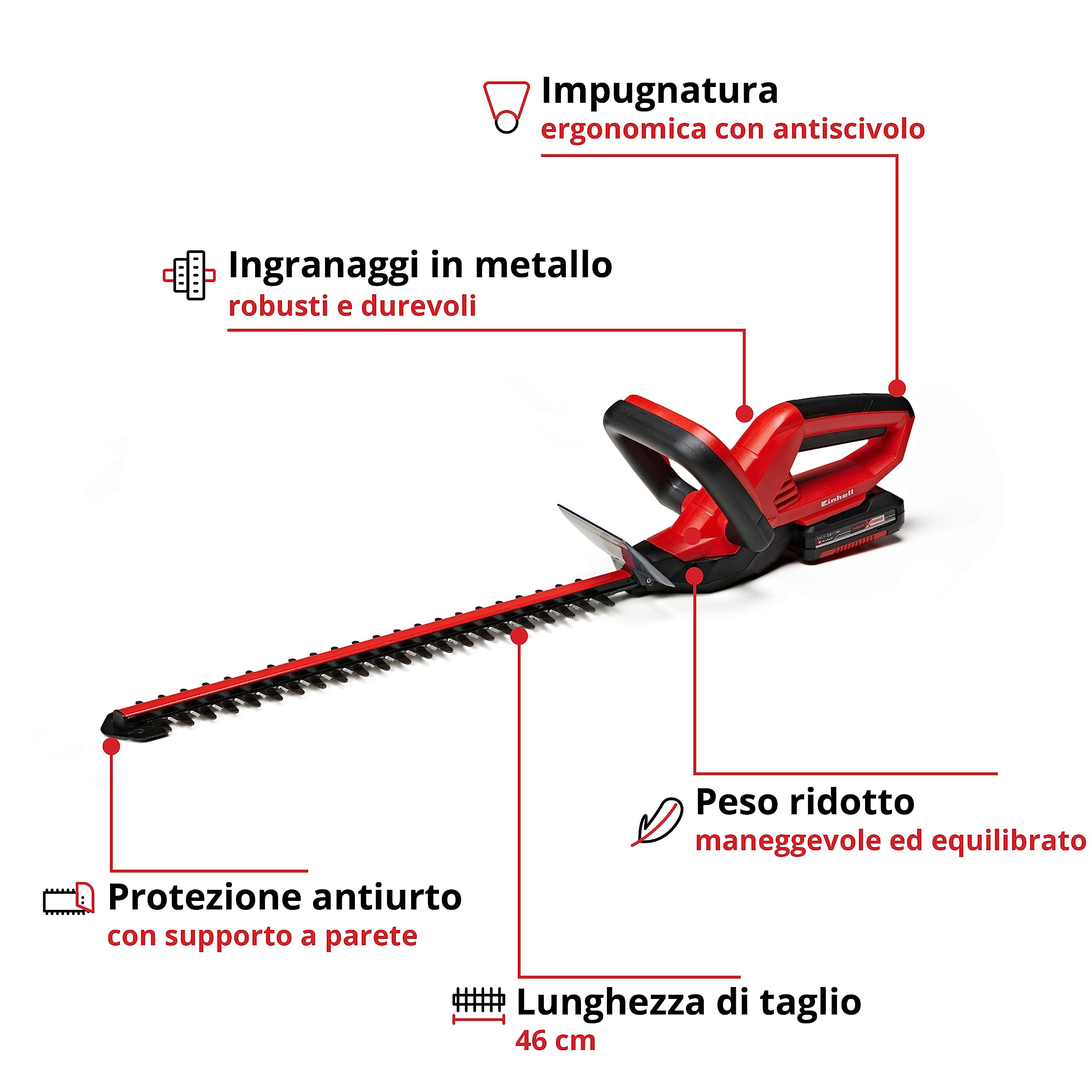 Einhell Tagliasiepi a batteria GC-CH 1846 Li Kit (1x2,0Ah)