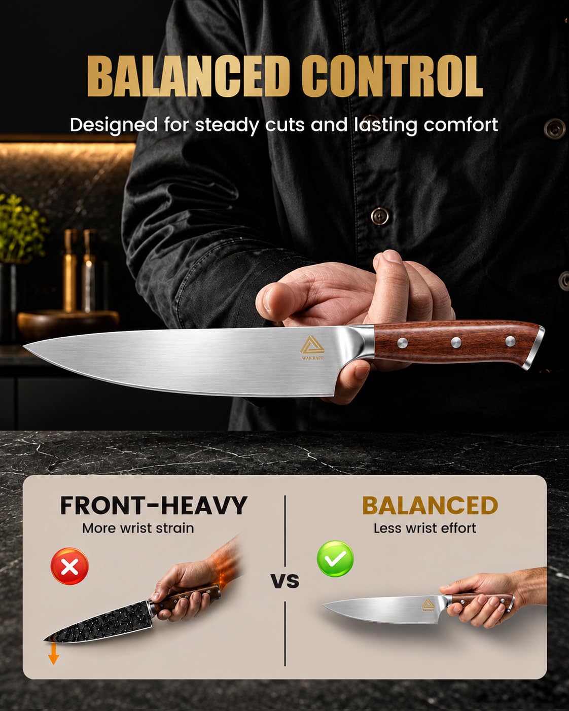 8" Professional Chef Knife, Advanced Edge for Lasting Sharpness — Amazon image 5