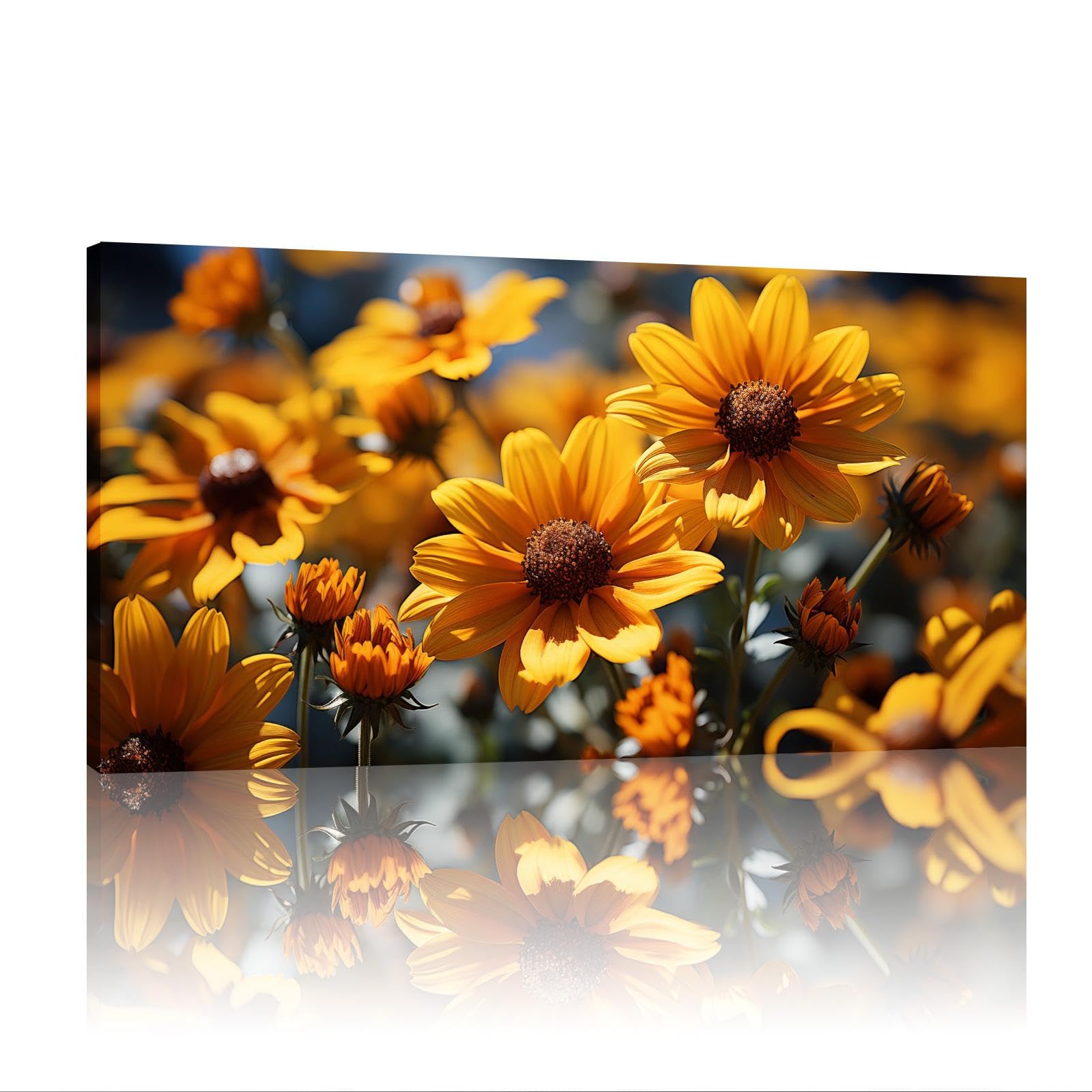 Impression sur toile tournesol JGGXHM jaune avec cadre interne - 7