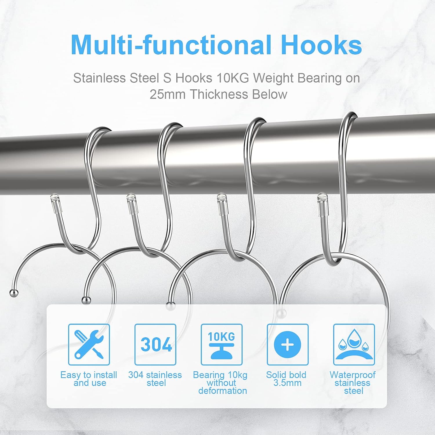 Beesini 2 Pack Shower Door Small Hooks, Towel Hooks, Shower Squeegee Hooks, Cabinet Hook, Over Door Hooks for Towels Glass Door, Kitchen, Bathroom