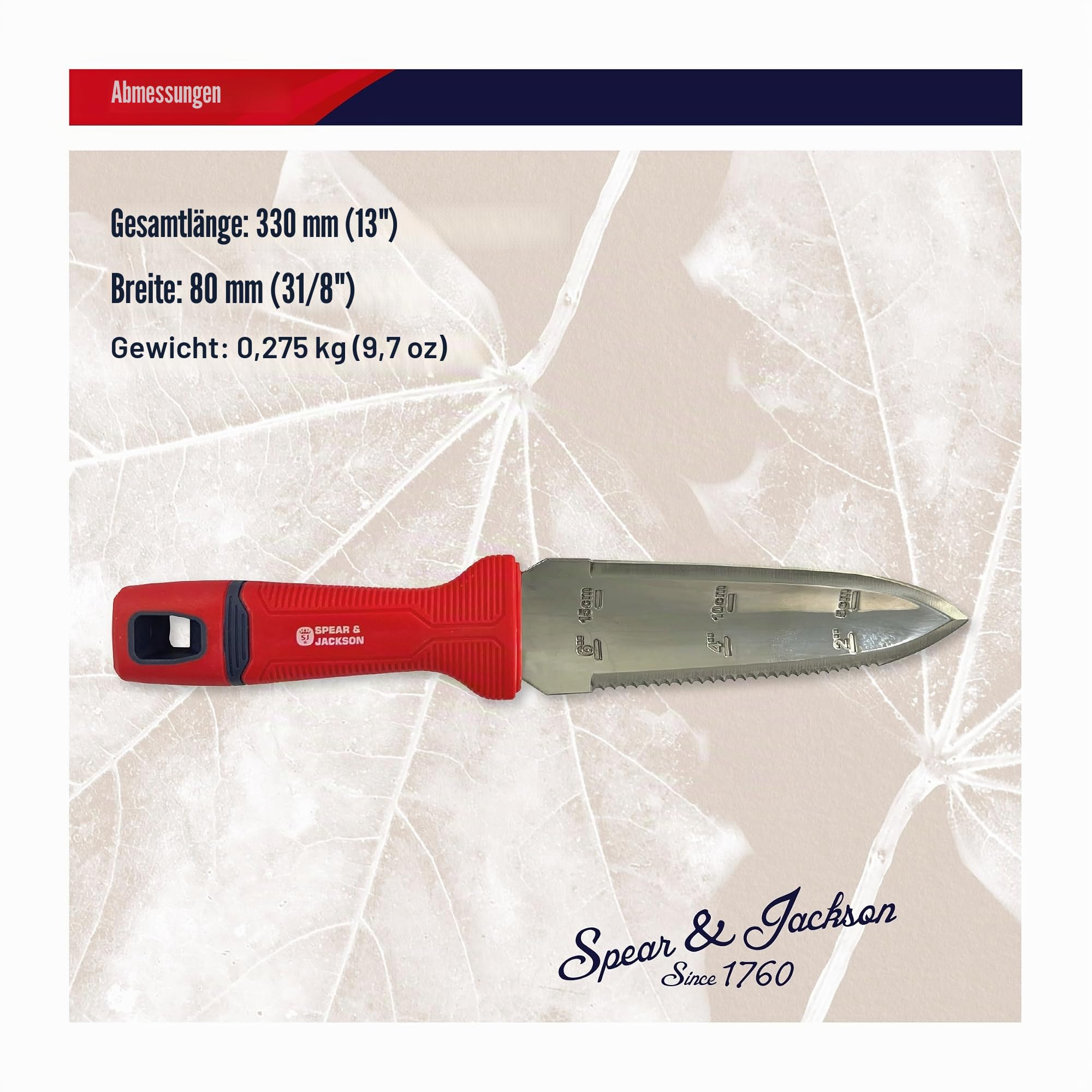 Spear & Jackson 4151HH Razorsharp Hori Hori Messer Multiwerkzeug – Vielseitiges Werkzeug aus Edelstahl mit Holster und Gürtelschlaufe, ideal zum Pflanzen, Jäten und Schneiden