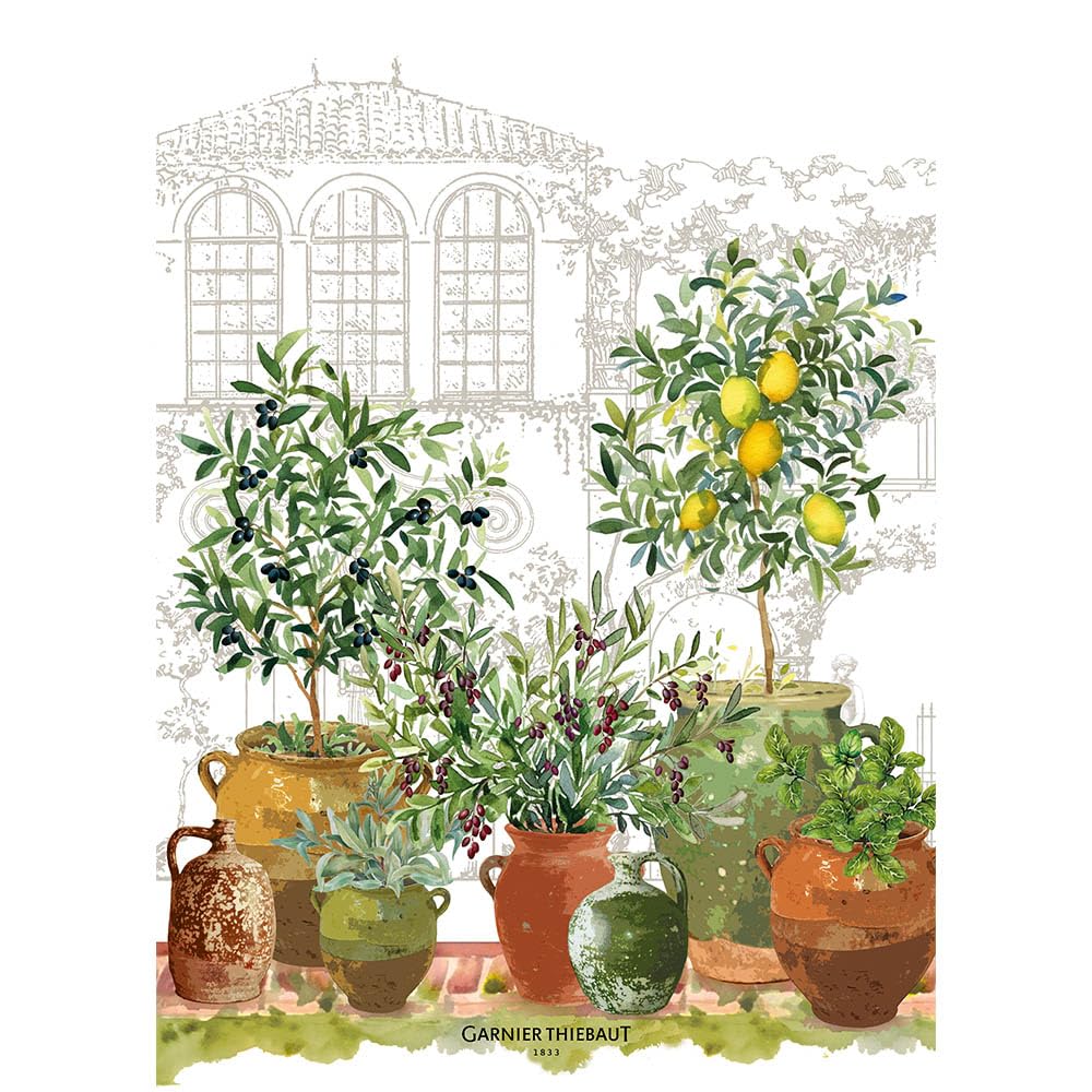 Torchon de cuisine Garnier Thiebaut olive pour une décoration de table provençale