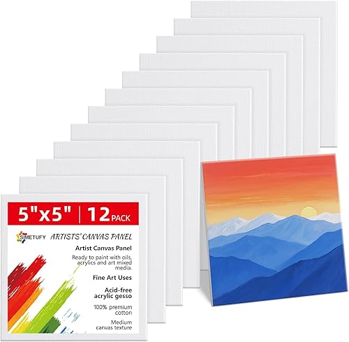 Miniatura 19 de Simetufy Paquete de 12 Tableros de Lienzo Pequeños para Pintura de 4 x 6 pulgadas - Paneles de Mini Lienzo de 100% Algodón sin Ácidos Imprimados