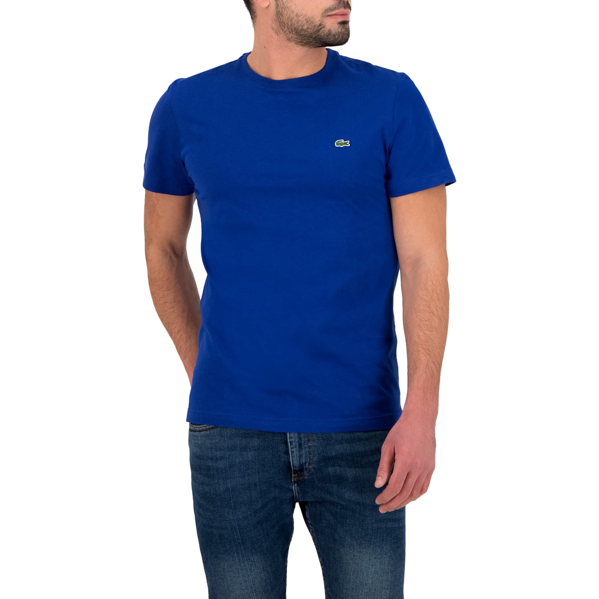 Lacoste TH2038 Camiseta básica para hombre, cuello redondo, corte regular, azul, XXXXXX-L
